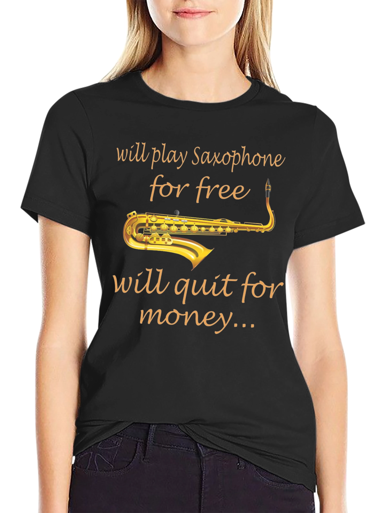Saxophone Player Black T-Shirt - Music Lover Tee