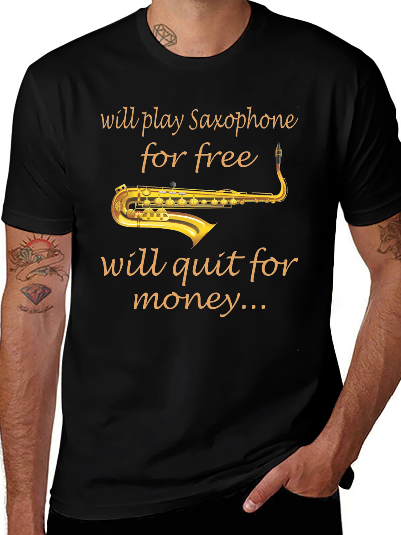 Saxophone Player Black T-Shirt - Music Lover Tee