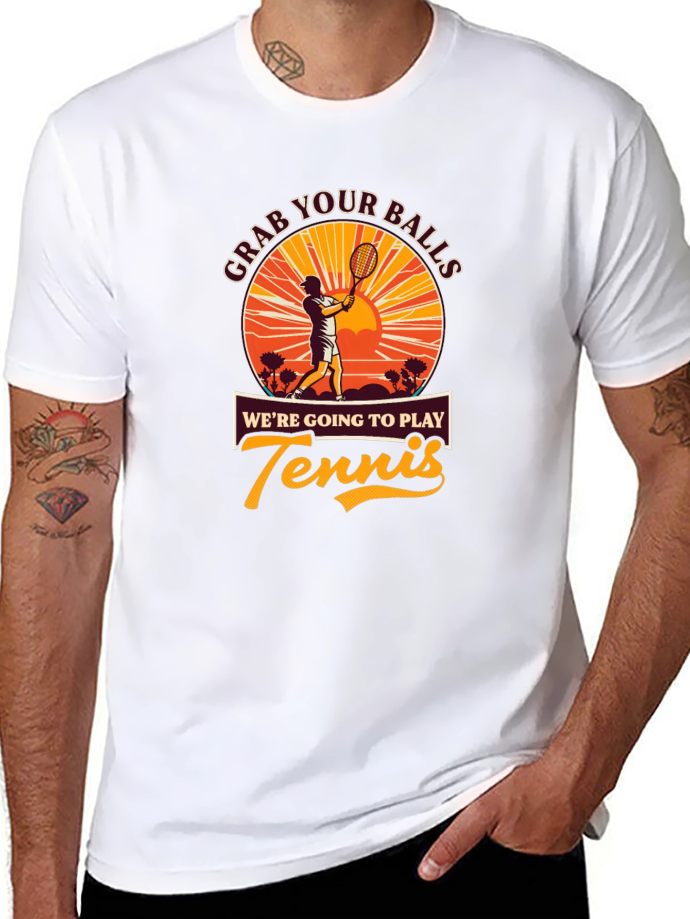 Grab Your Balls Funny Tennis Player Graphic T-Shirt