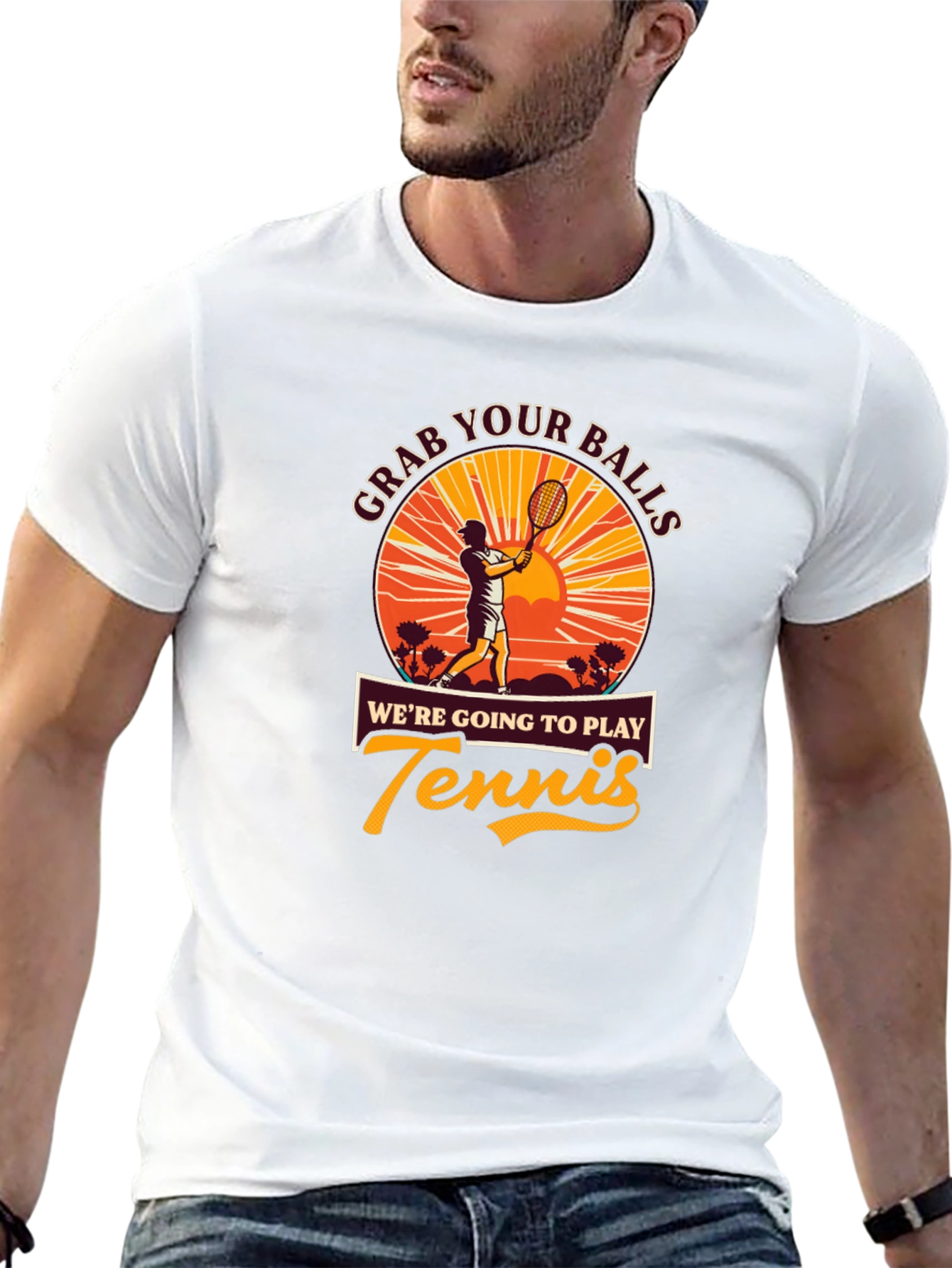Grab Your Balls Funny Tennis Player Graphic T-Shirt
