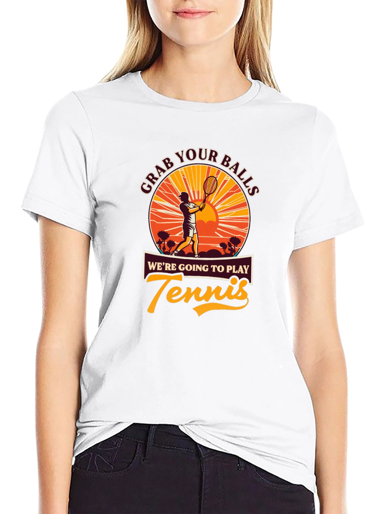 Grab Your Balls Funny Tennis Player Graphic T-Shirt