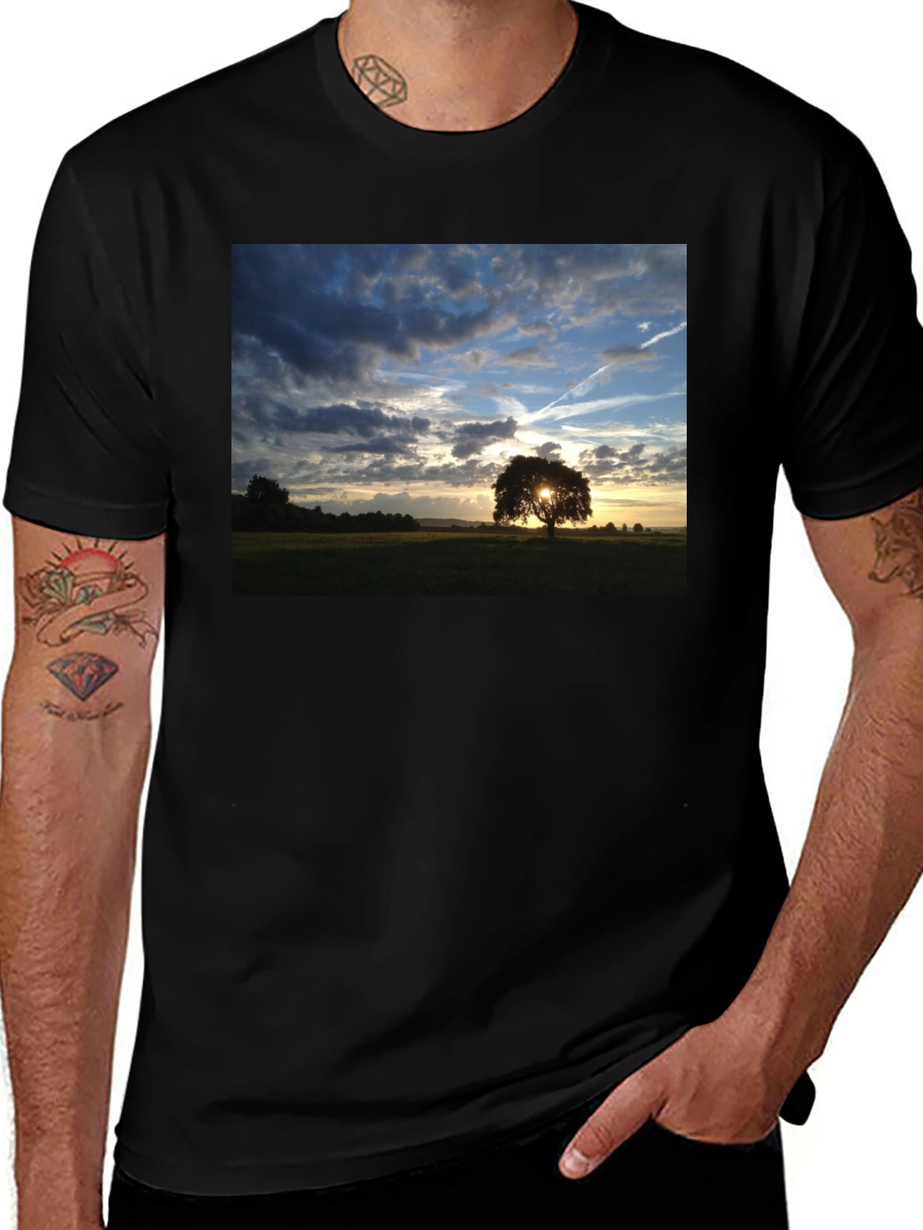 Sunset Tree Graphic Tee - Nature Lovers T-Shirt