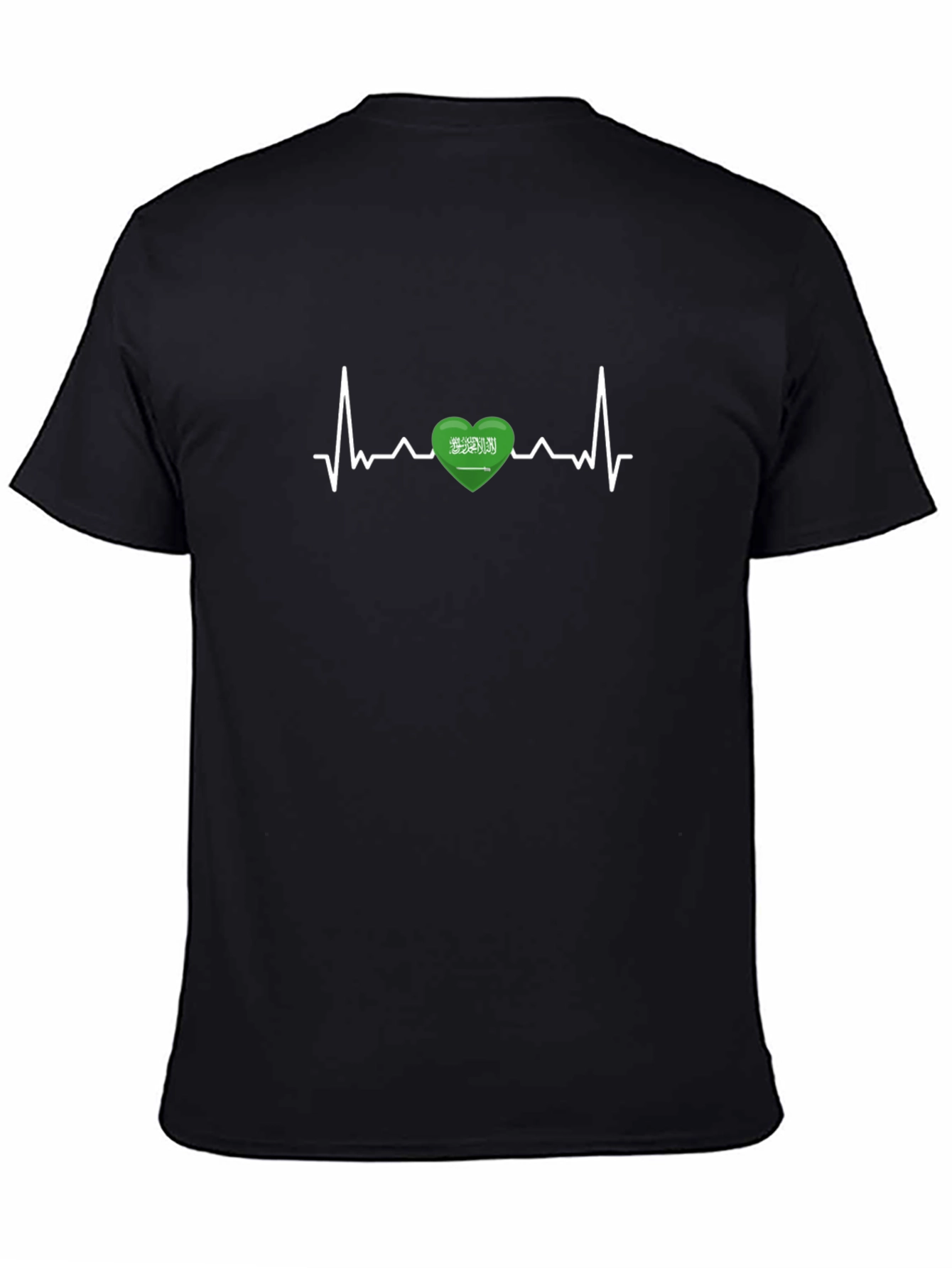 Saudi Arabia Heartbeat Flag T-Shirt - Black