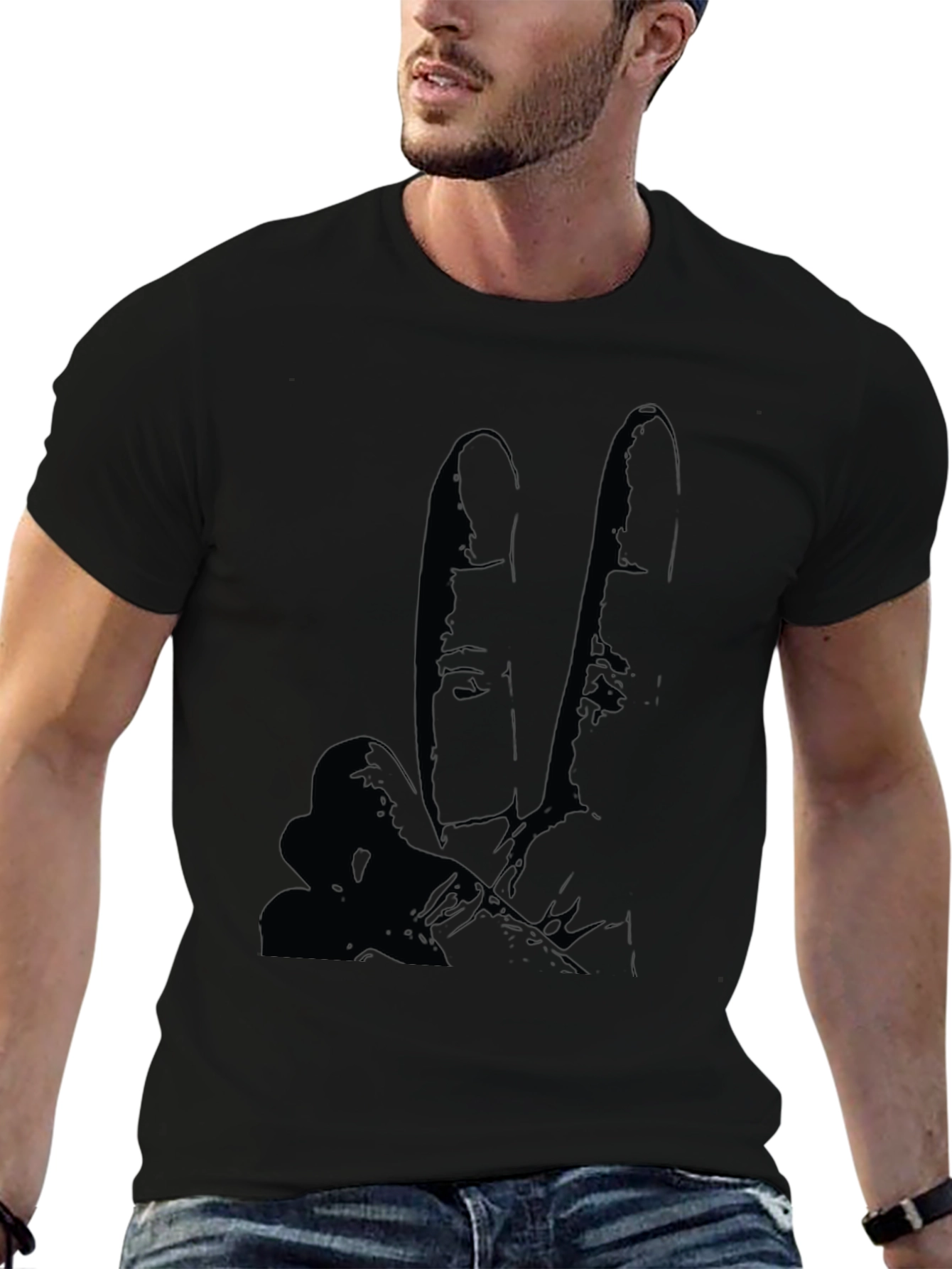 Peace Sign Graphic Tee - Black Casual T-Shirt
