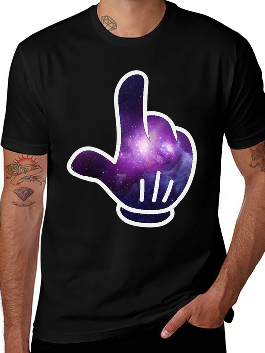 Galaxy Glove Graphic Tee - Cool Cosmic Style