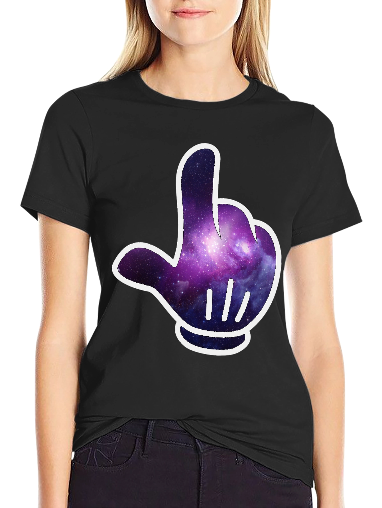 Galaxy Glove Graphic Tee - Cool Cosmic Style