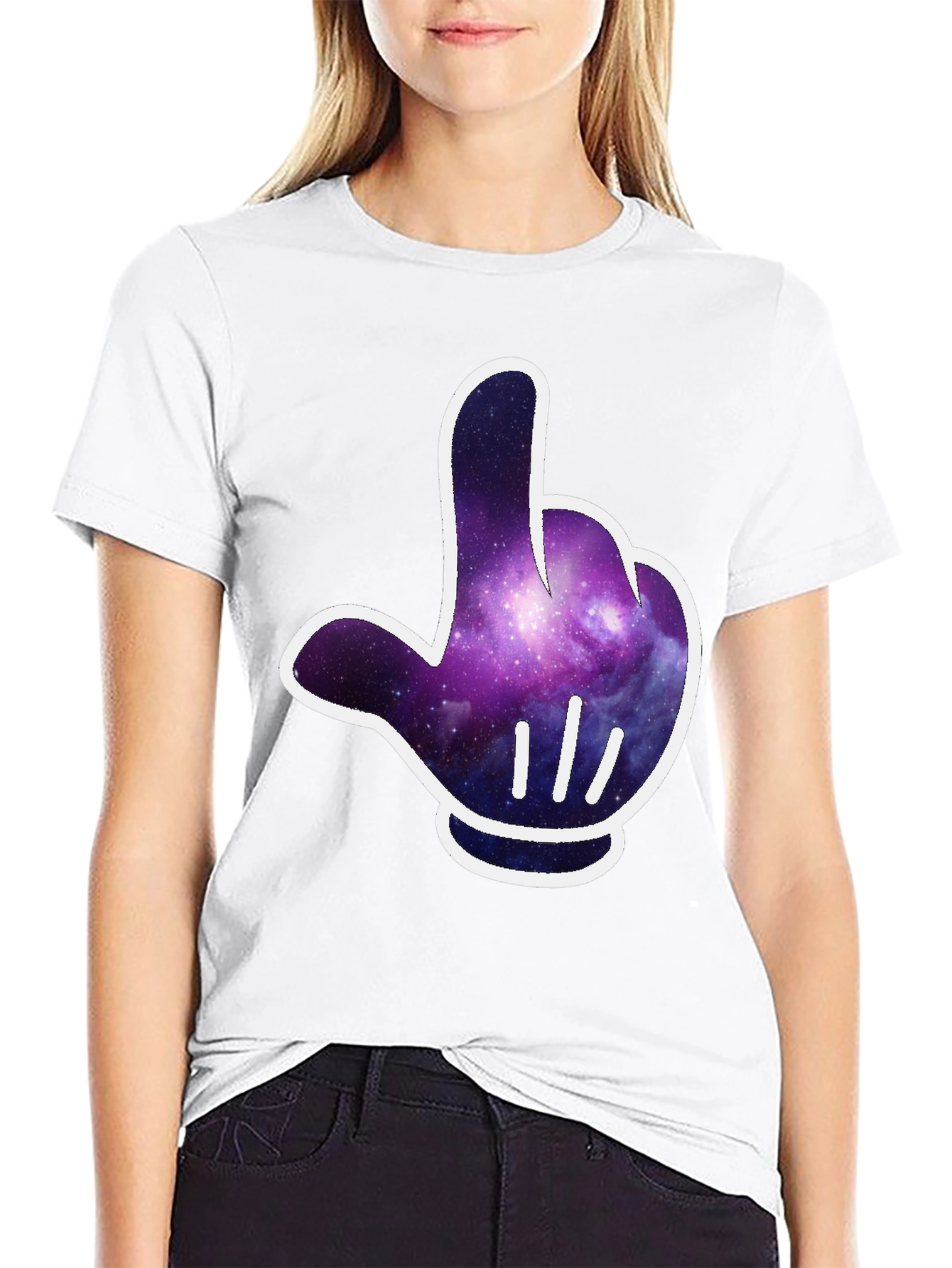 Galaxy Glove Graphic Tee - Cool Cosmic Style