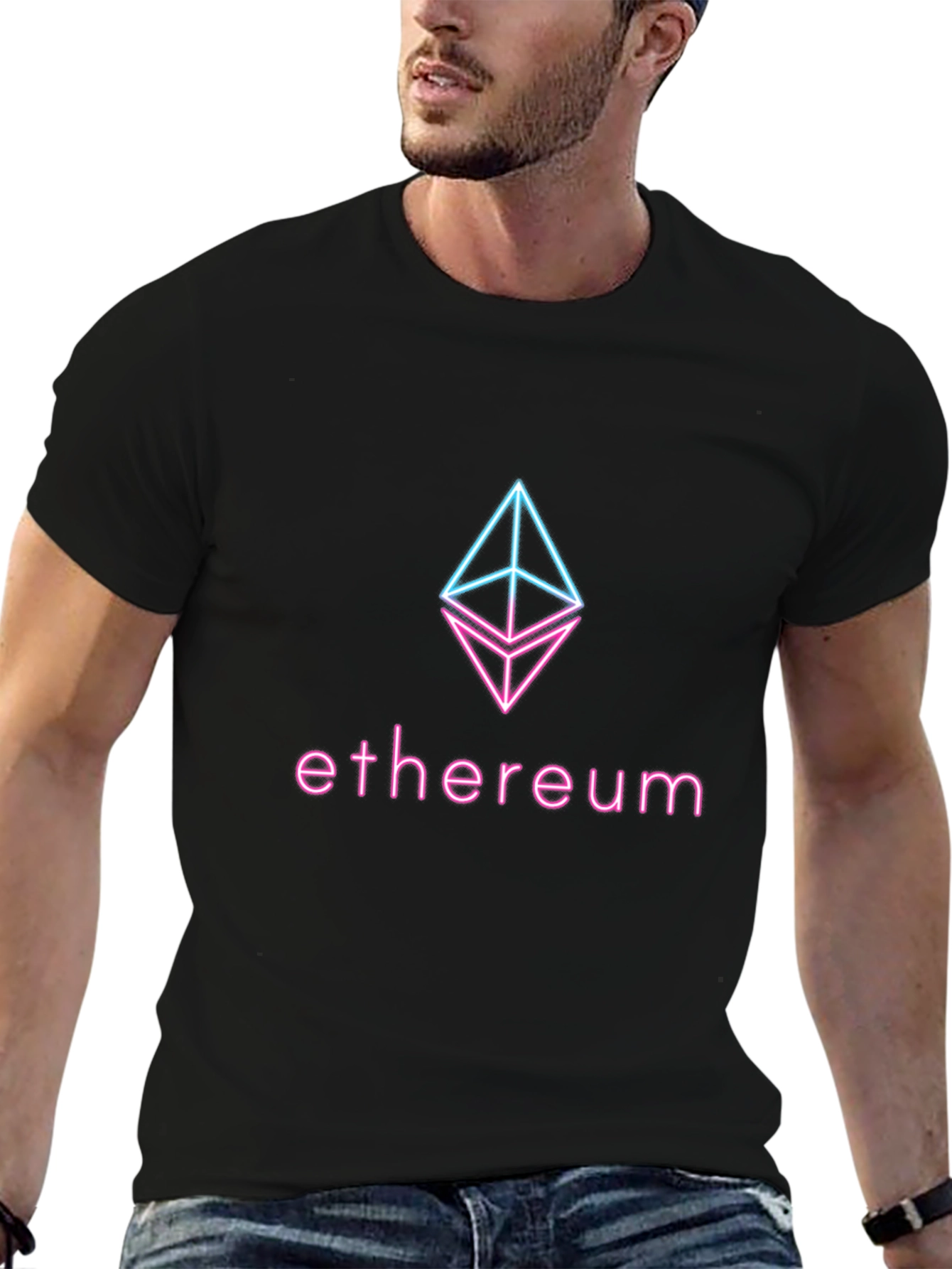Ethereum Crypto Logo T-Shirt - Neon Design