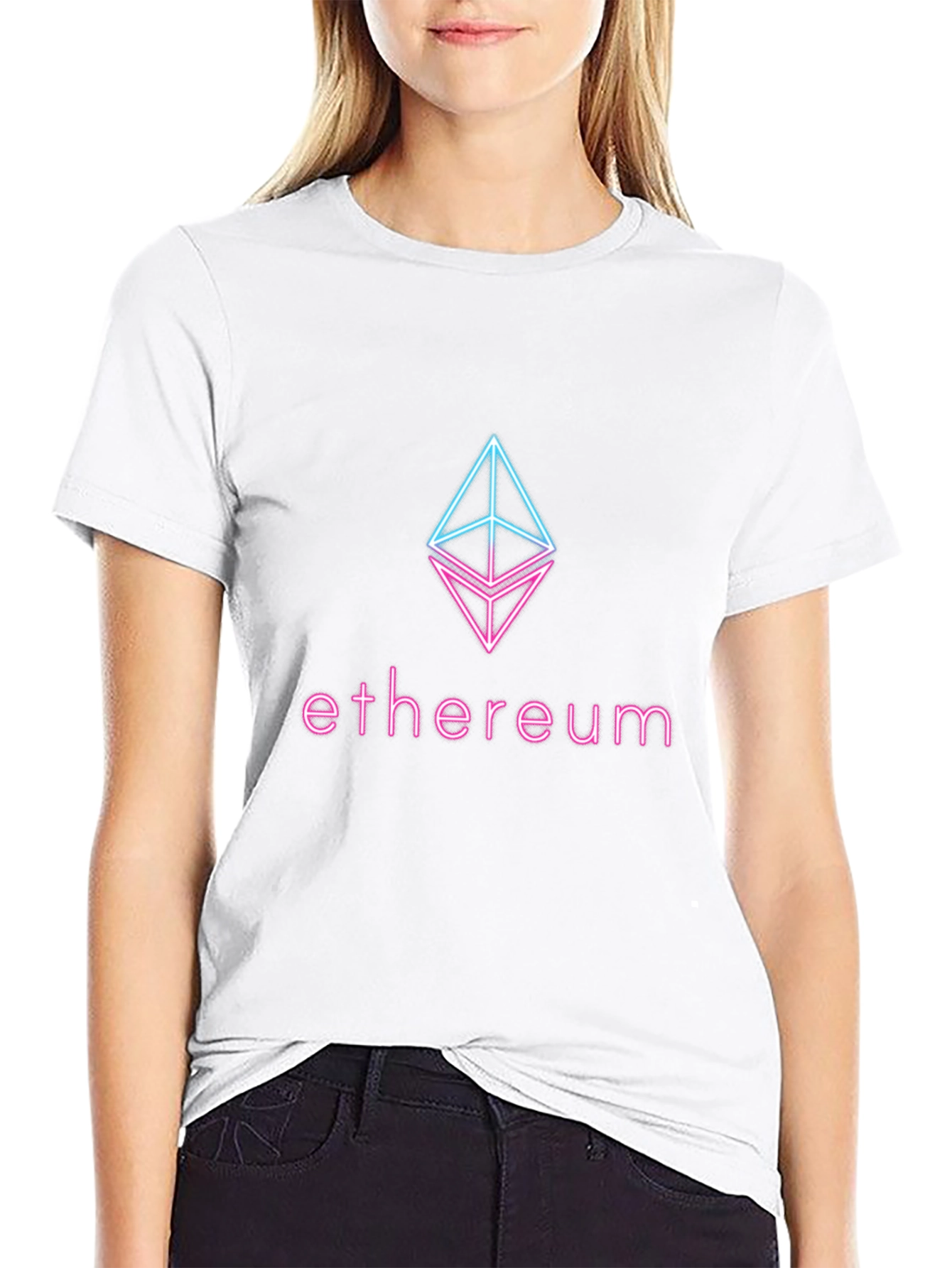 Ethereum Crypto Logo T-Shirt - Neon Design