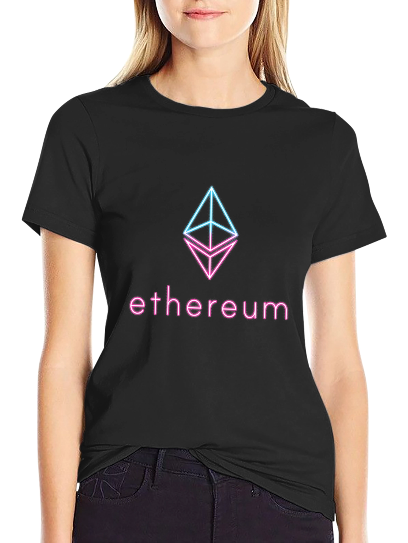 Ethereum Crypto Logo T-Shirt - Neon Design