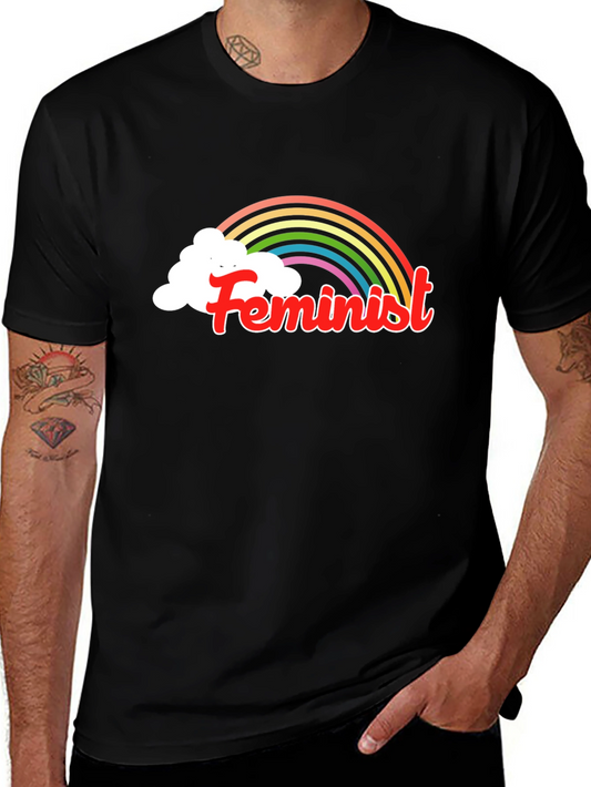 Feminist Rainbow T-Shirt - Black
