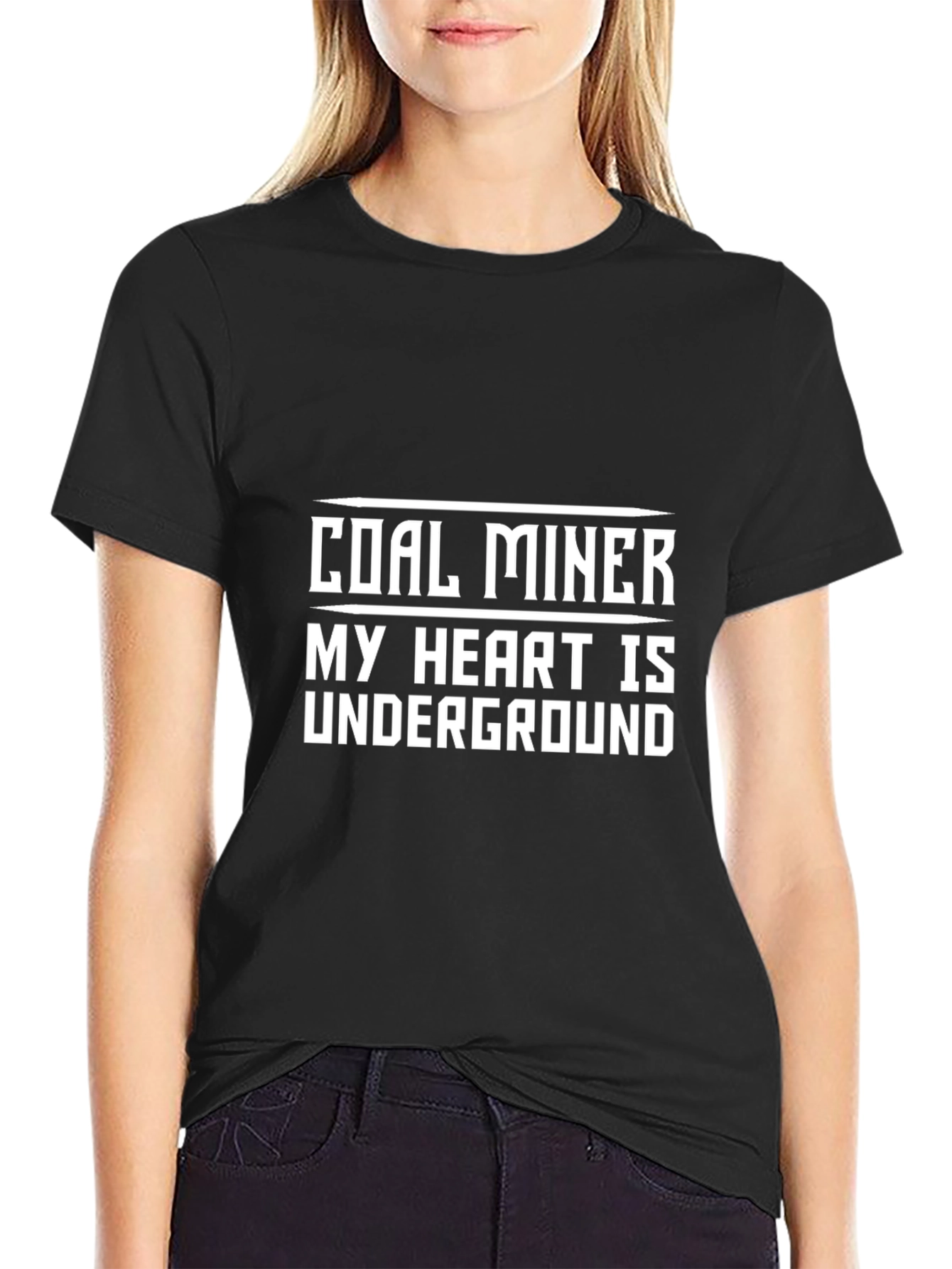 Coal Miner My Heart is Underground Black T-Shirt