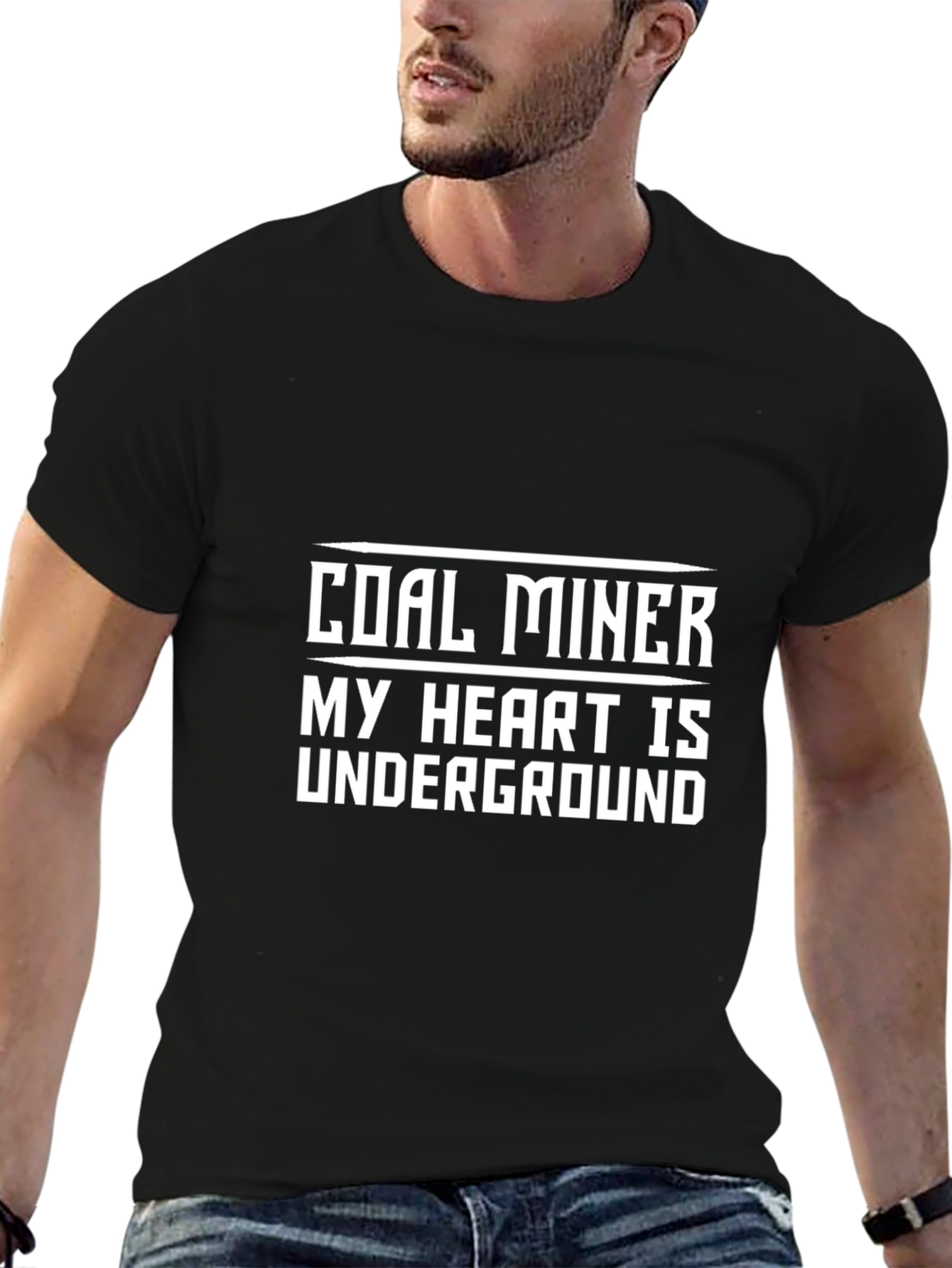 Coal Miner My Heart is Underground Black T-Shirt