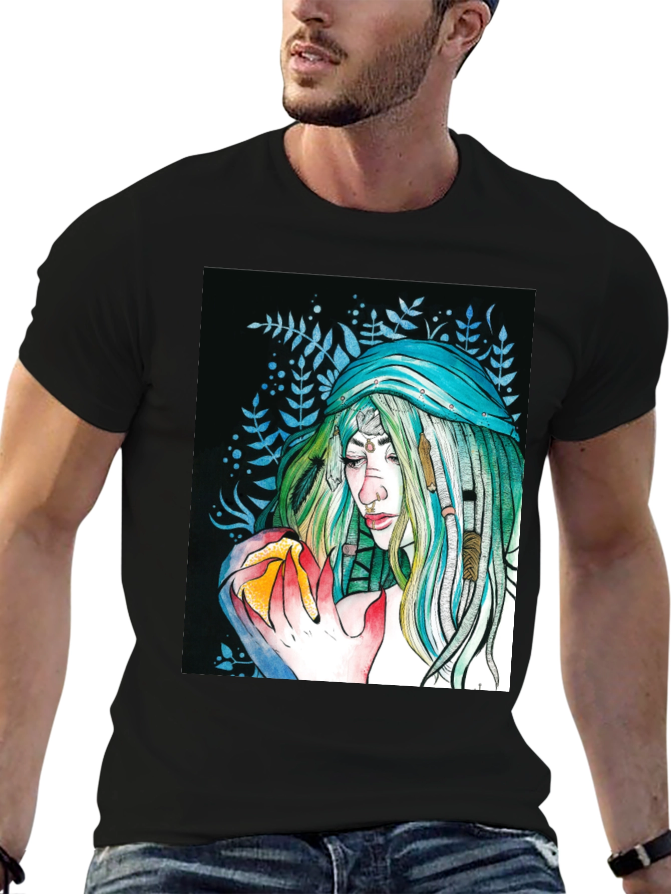 Mystic Woman Graphic Tee - Black Cotton T-Shirt