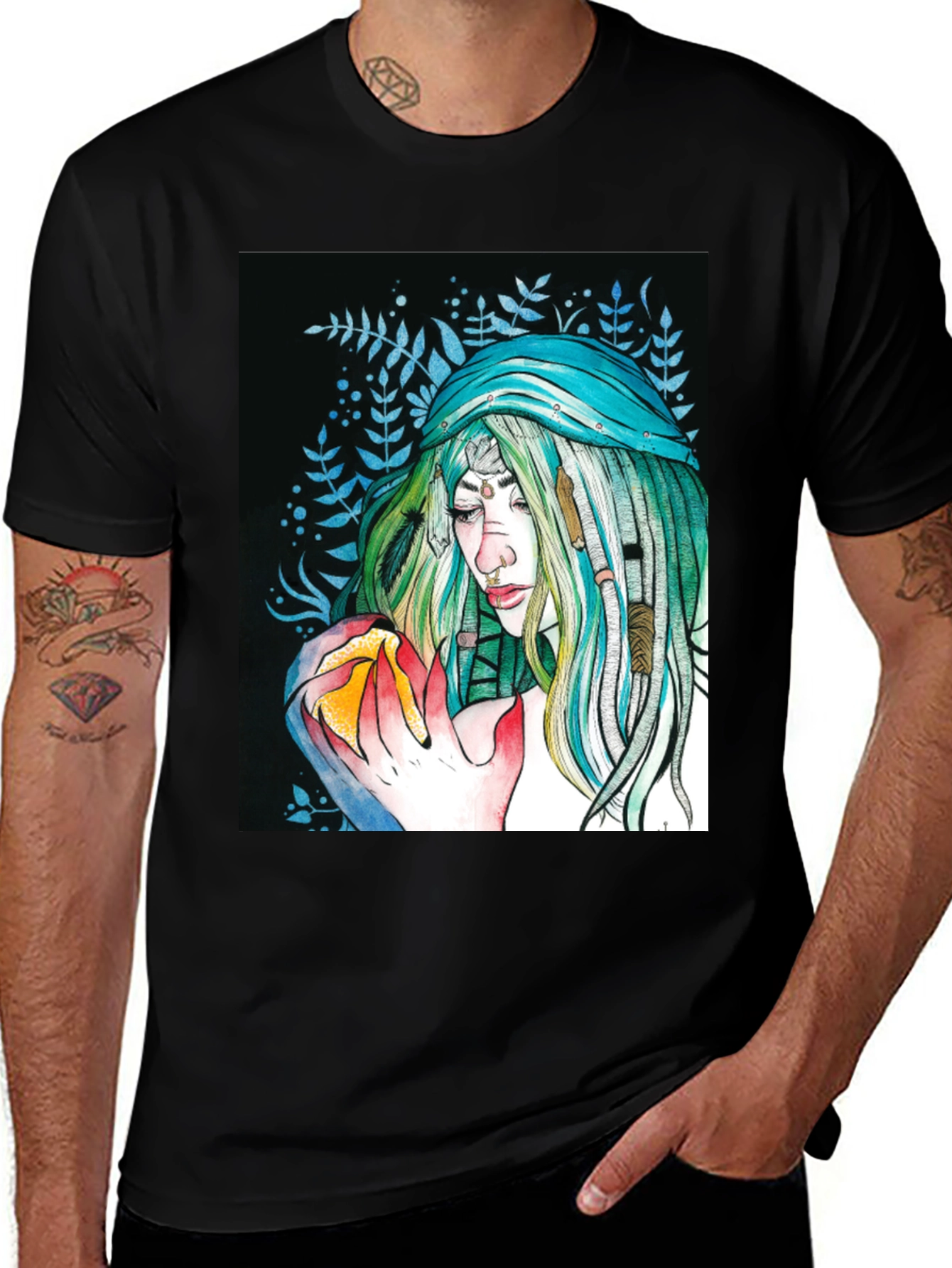 Mystic Woman Graphic Tee - Black Cotton T-Shirt