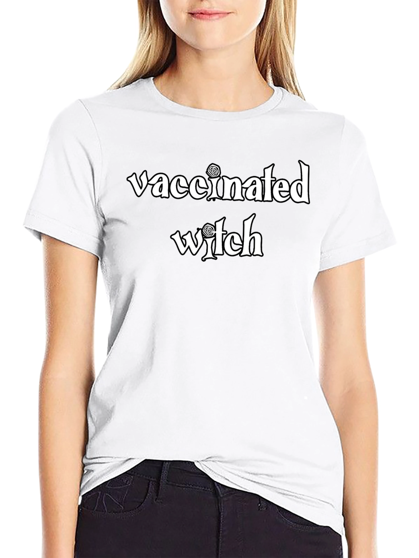 Vaccinated Witch Graphic Tee - Black Unisex T-Shirt