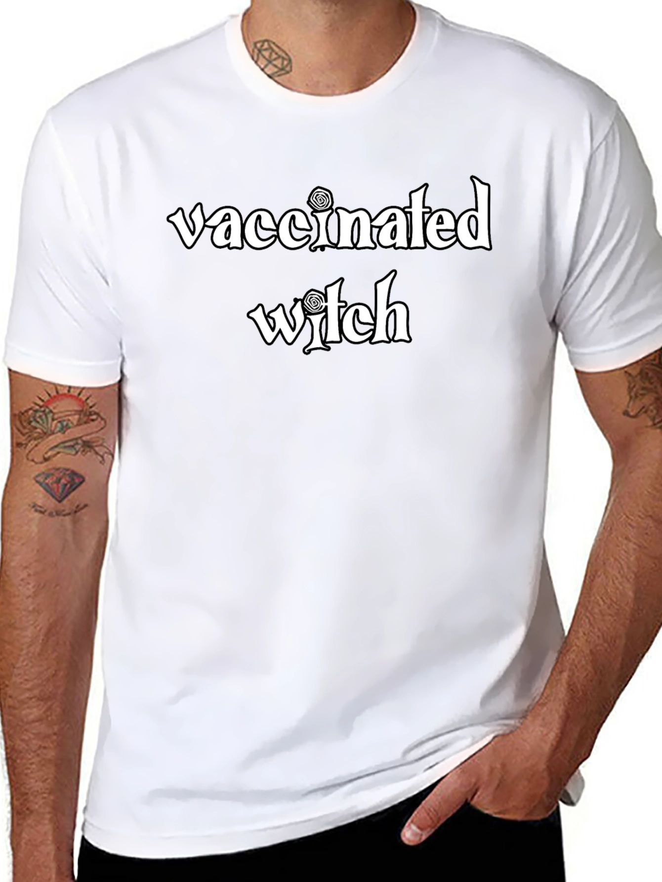 Vaccinated Witch Graphic Tee - Black Unisex T-Shirt