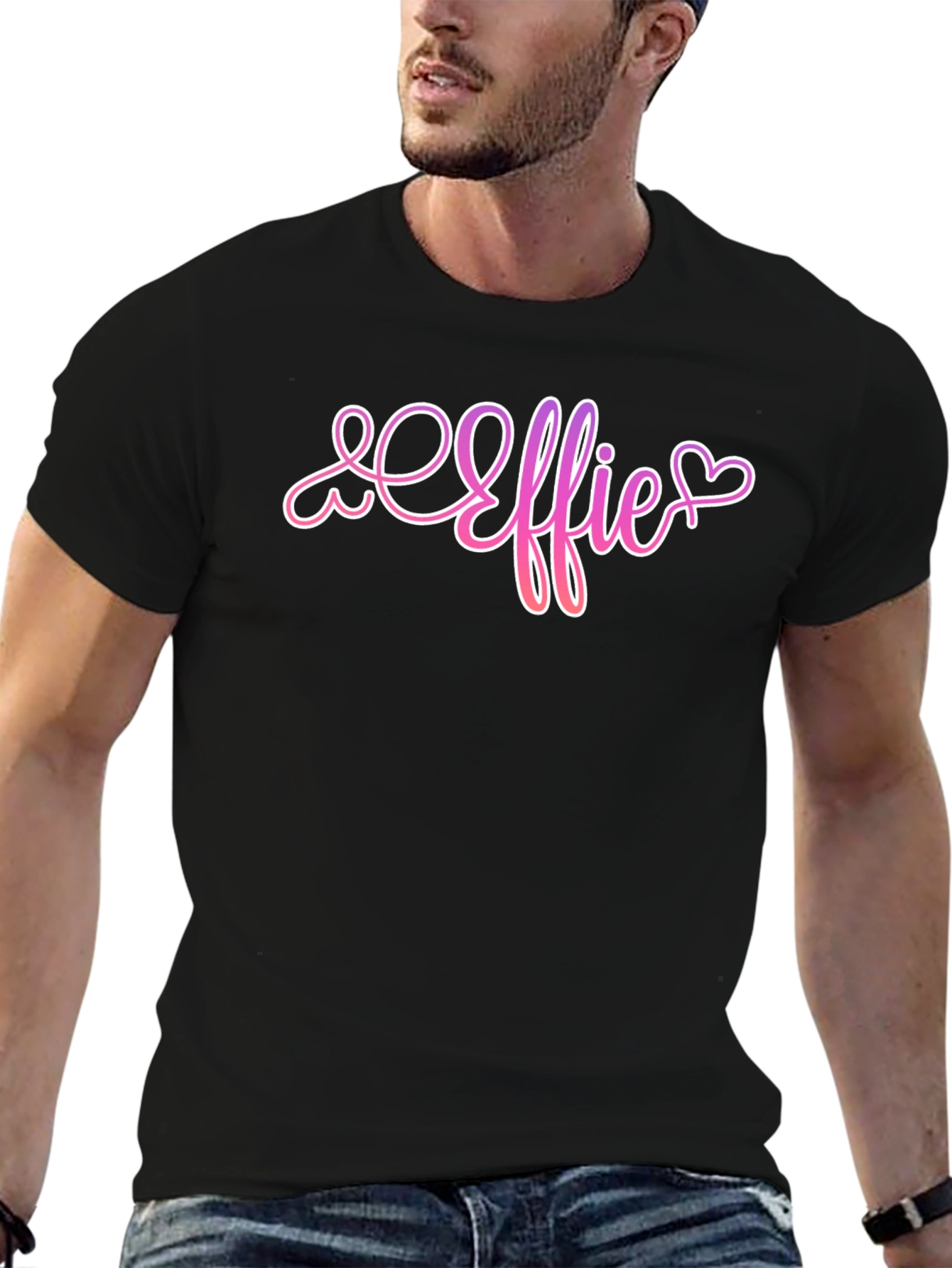 Effie Heart Script Black T-Shirt