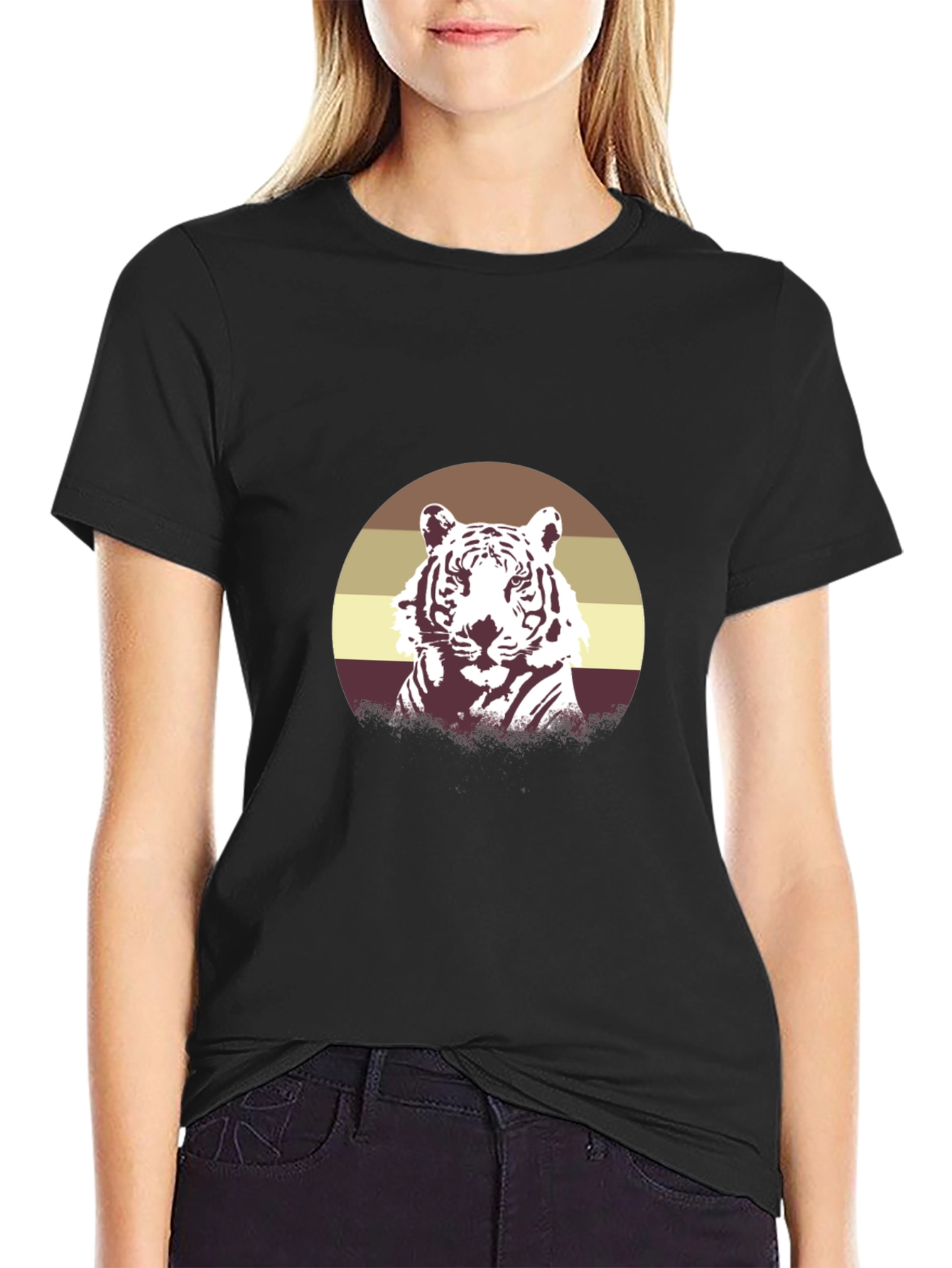 Retro Tiger Graphic Tee - Black