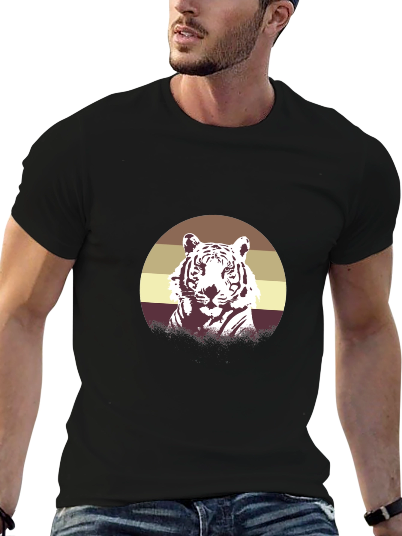 Retro Tiger Graphic Tee - Black