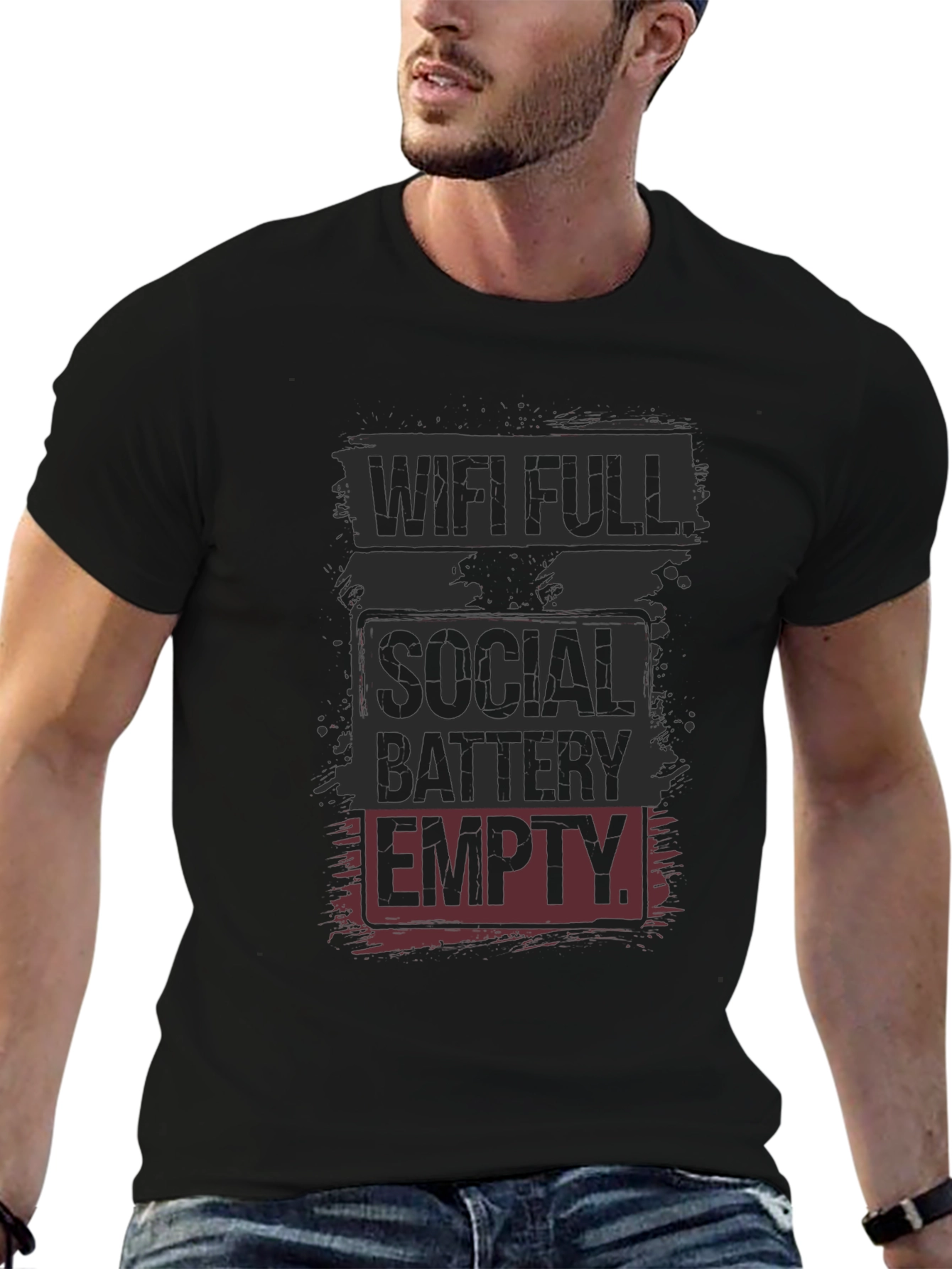 WiFi Full Social Battery Empty Graphic Tee