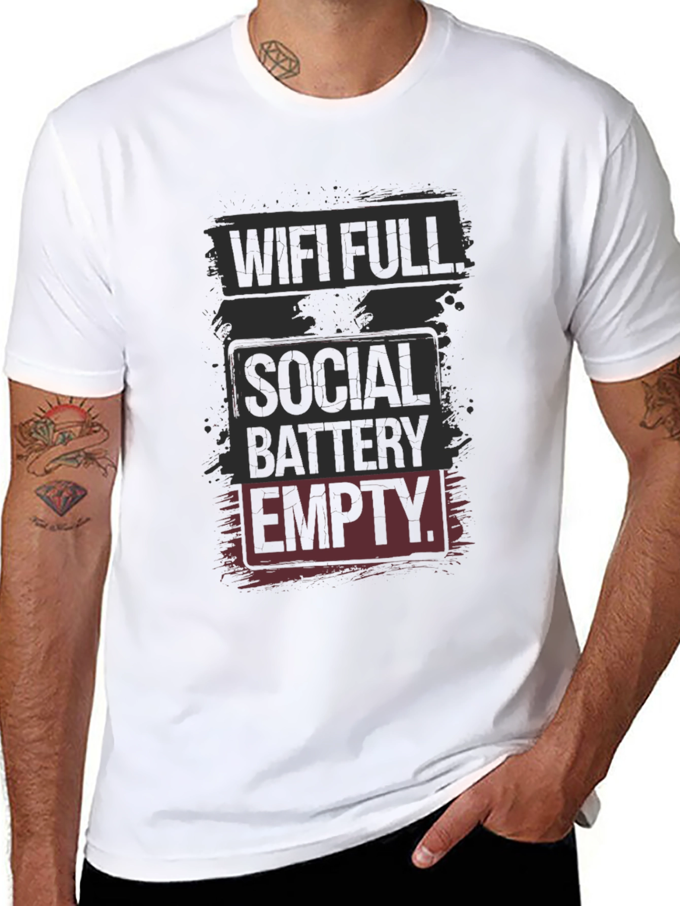 WiFi Full Social Battery Empty Graphic Tee
