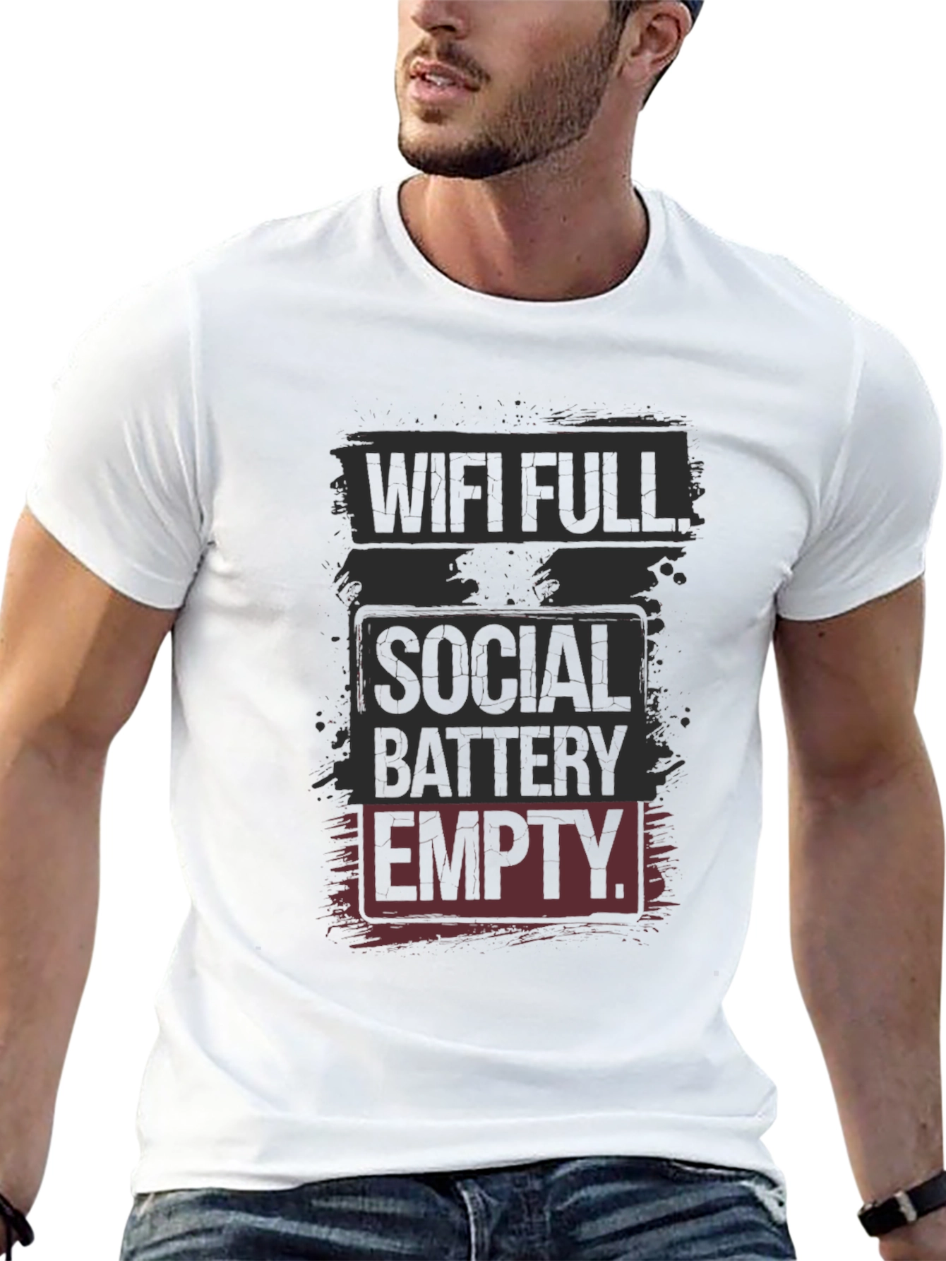 WiFi Full Social Battery Empty Graphic Tee