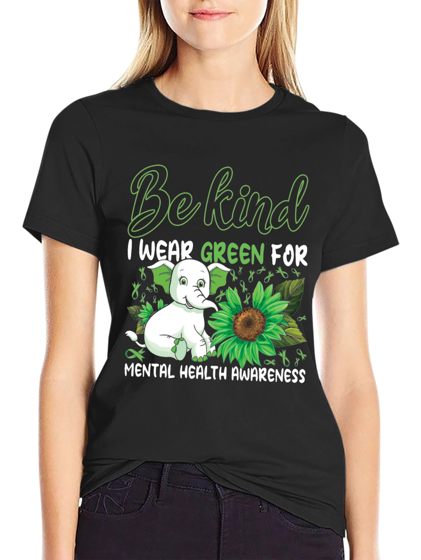 Be Kind I Wear Green Mental Health Awareness T-Shirt