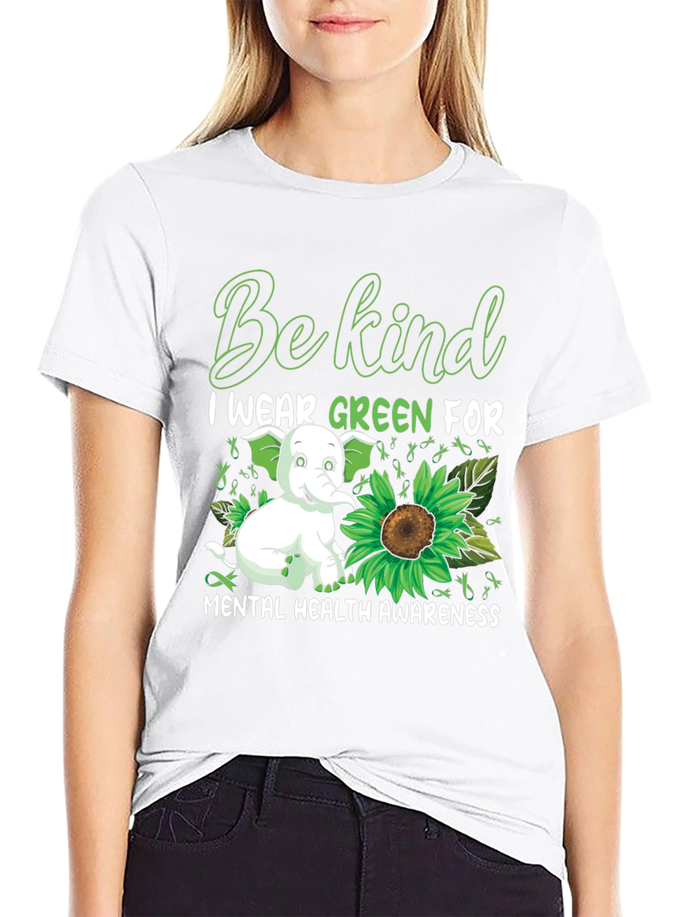 Be Kind I Wear Green Mental Health Awareness T-Shirt