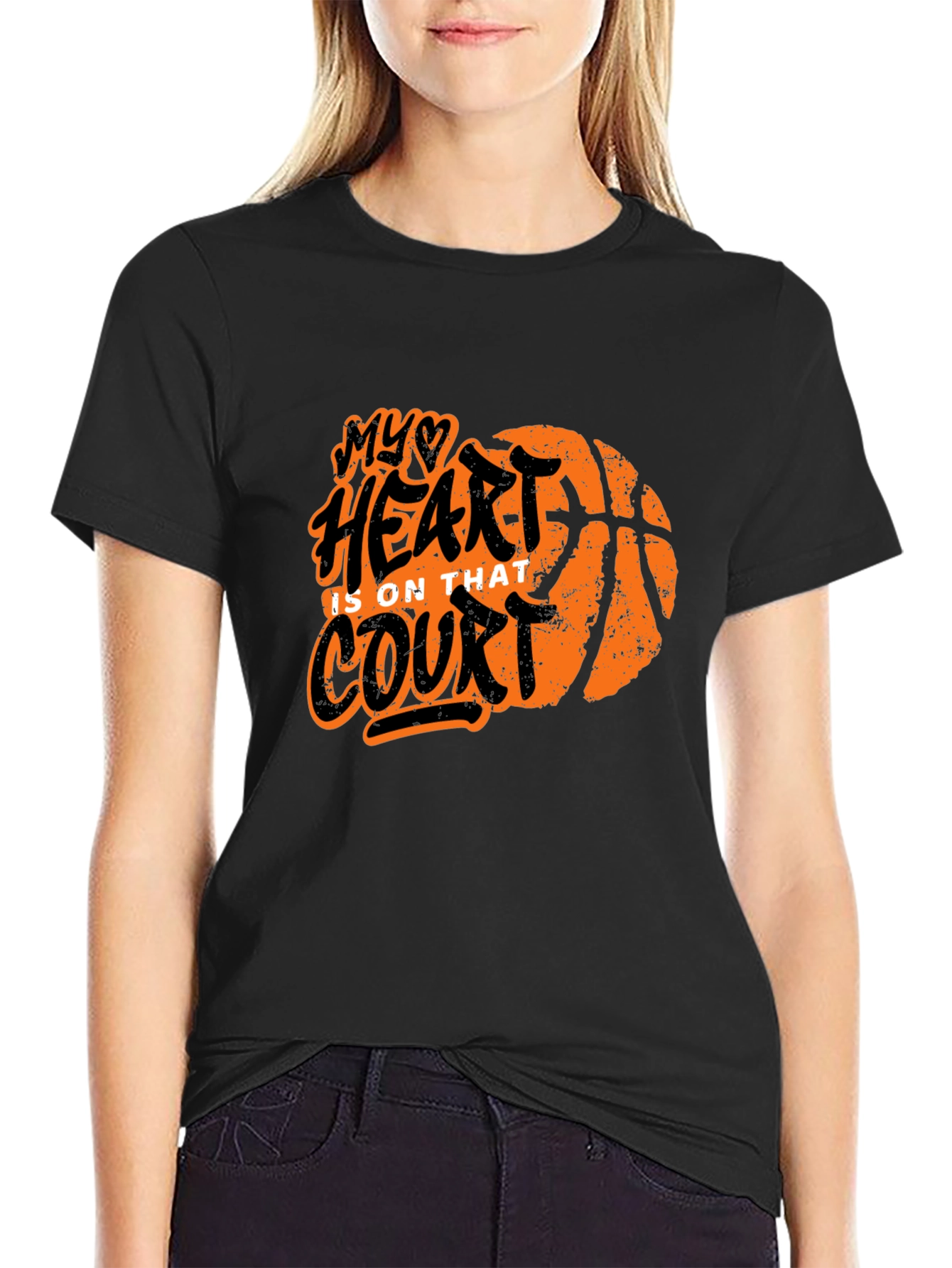 Basketball Heart Court Graphic T-Shirt