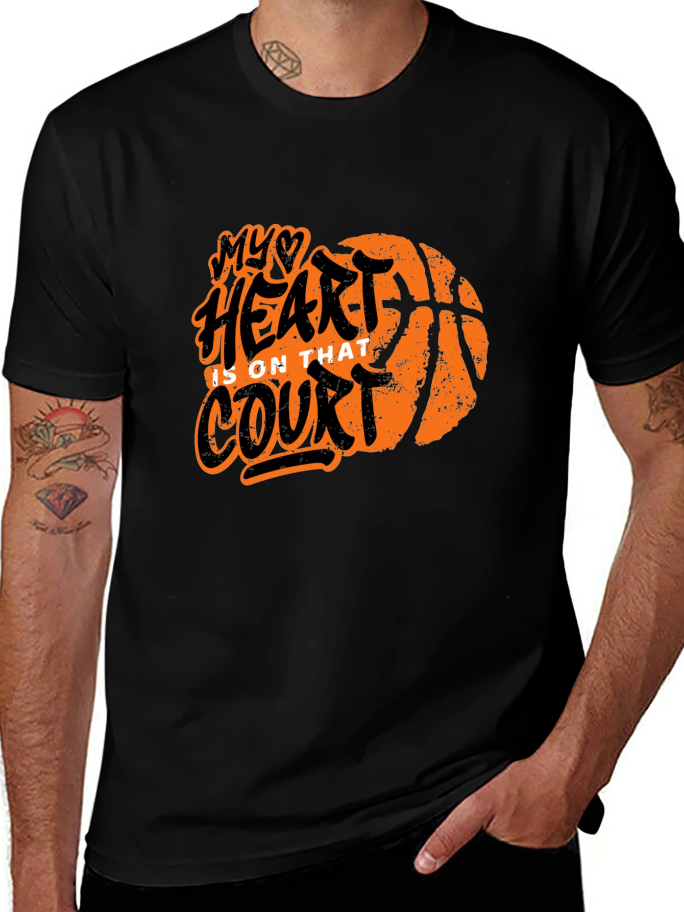Basketball Heart Court Graphic T-Shirt