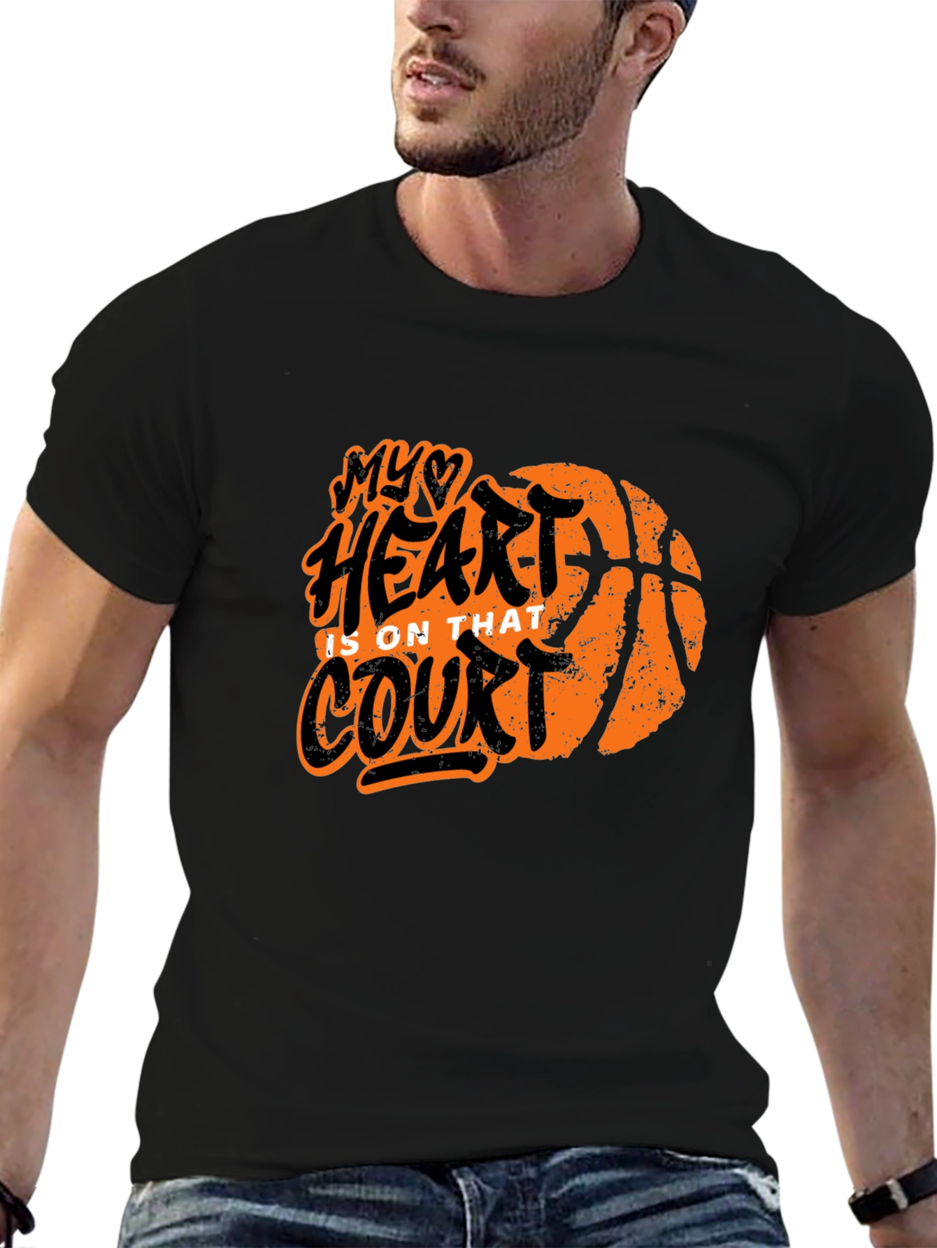 Basketball Heart Court Graphic T-Shirt