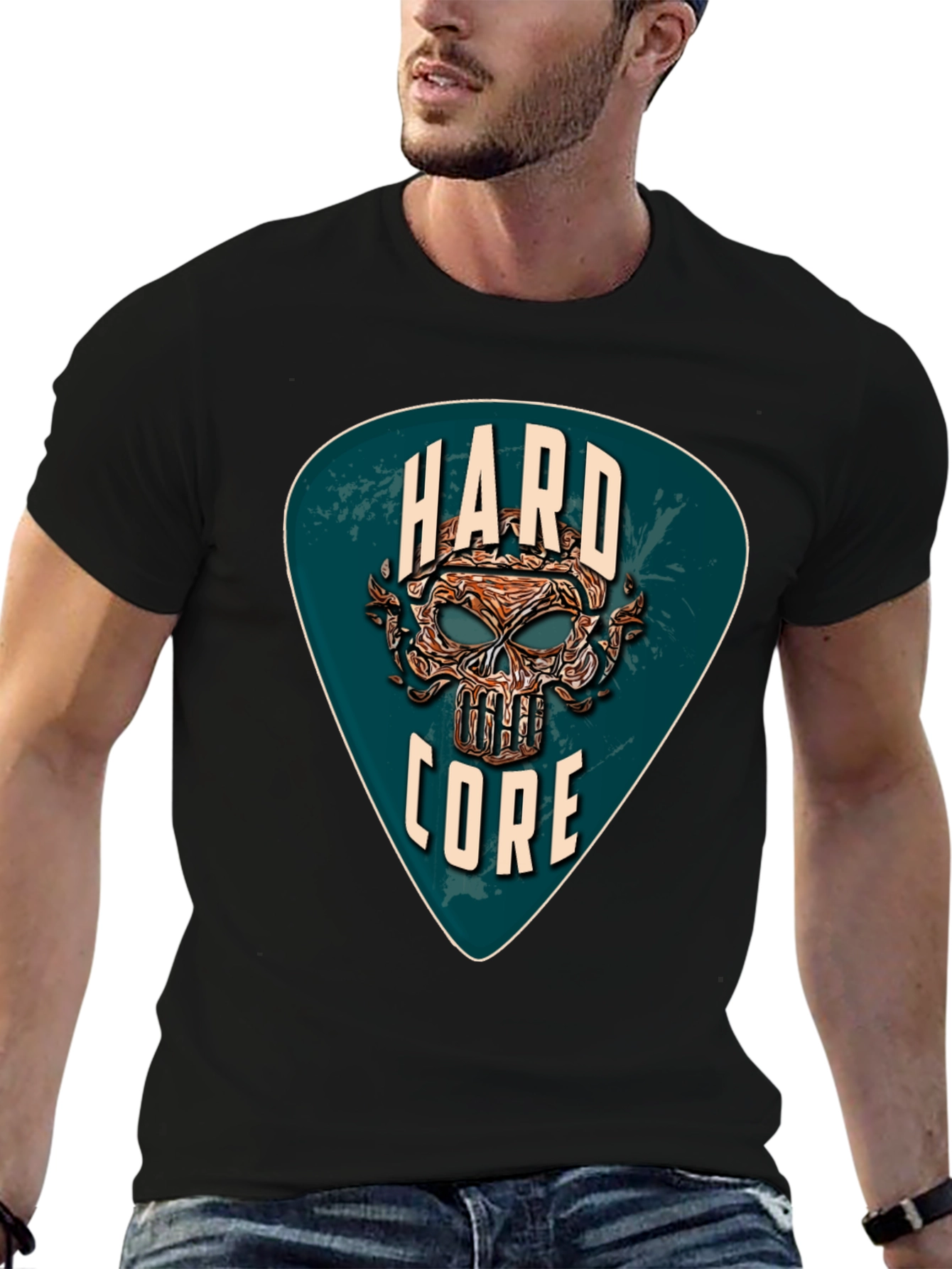 Hardcore Skull Graphic T-Shirt