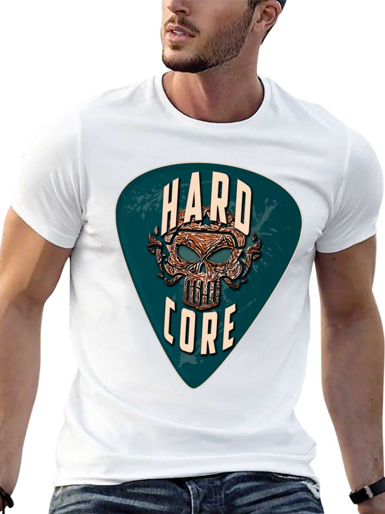 Hardcore Skull Graphic T-Shirt