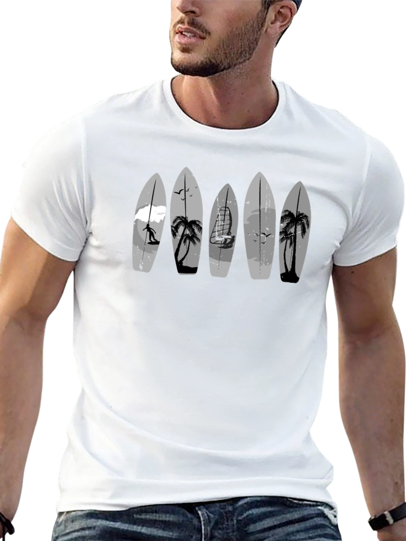 Surfboard Graphic Black T-Shirt