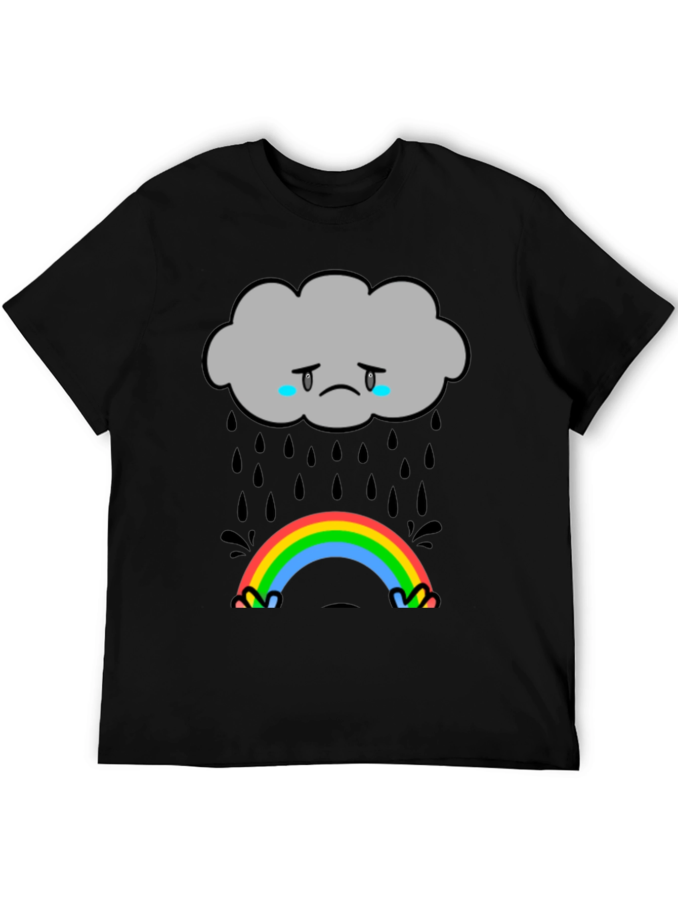 Sad Cloud Rainbow Graphic T-Shirt