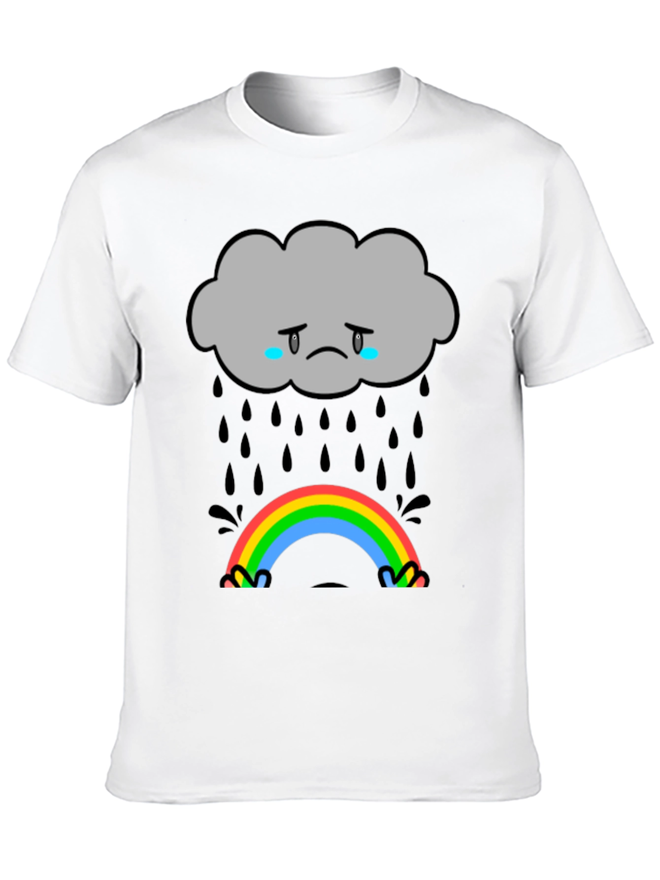 Sad Cloud Rainbow Graphic T-Shirt
