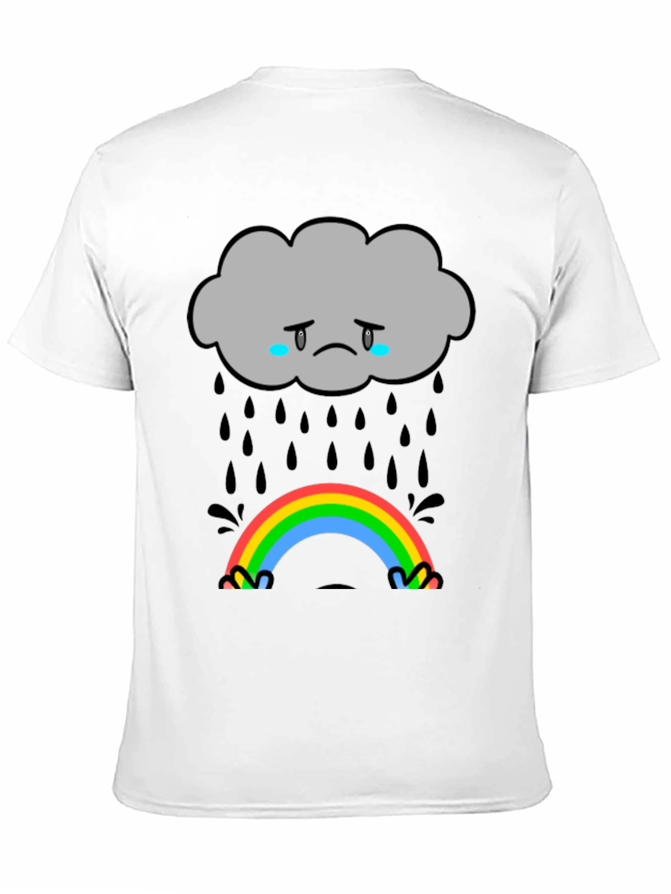 Sad Cloud Rainbow Graphic T-Shirt
