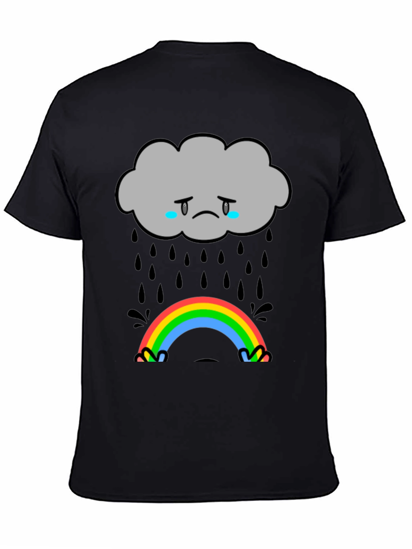 Sad Cloud Rainbow Graphic T-Shirt
