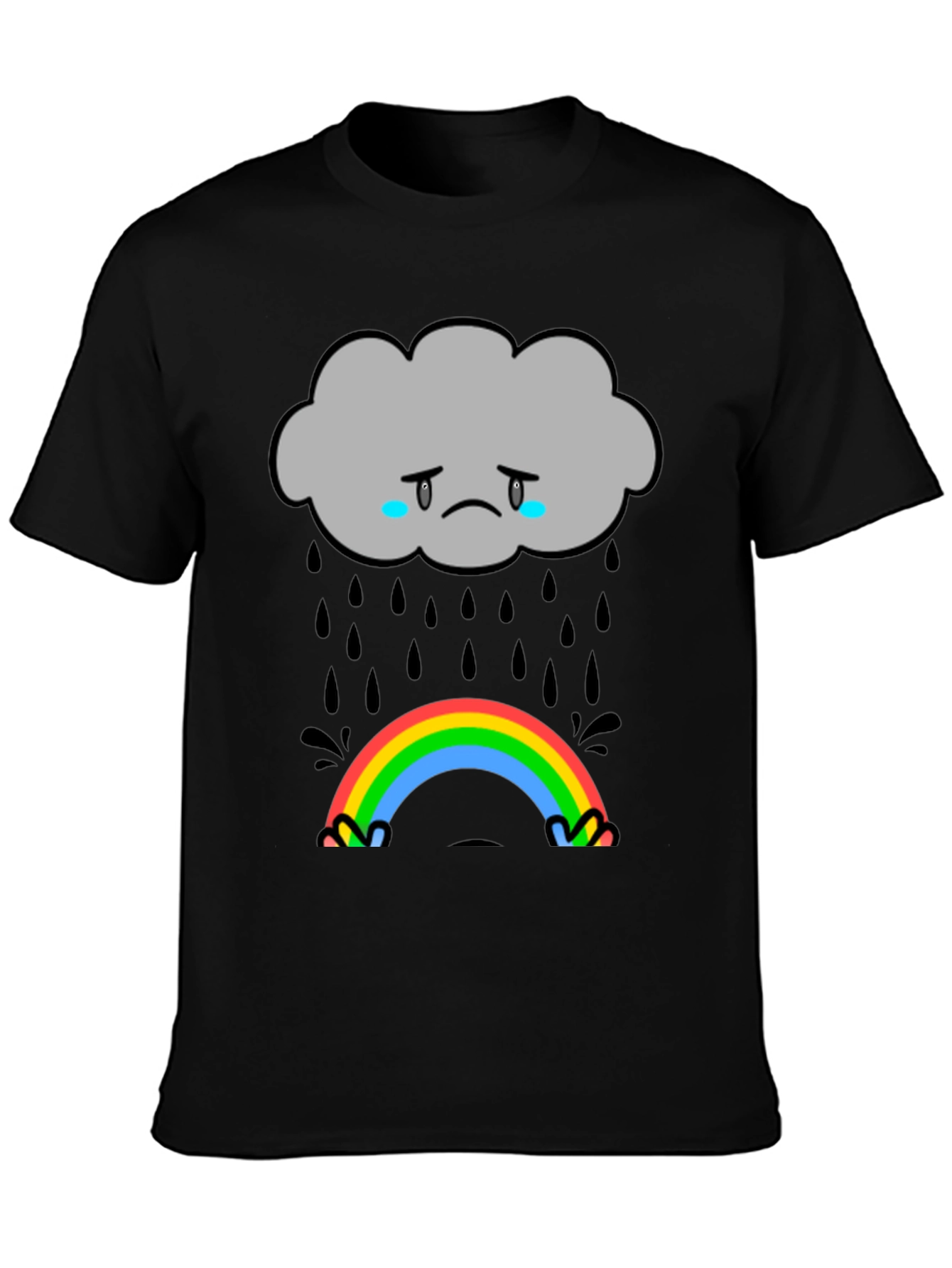 Sad Cloud Rainbow Graphic T-Shirt
