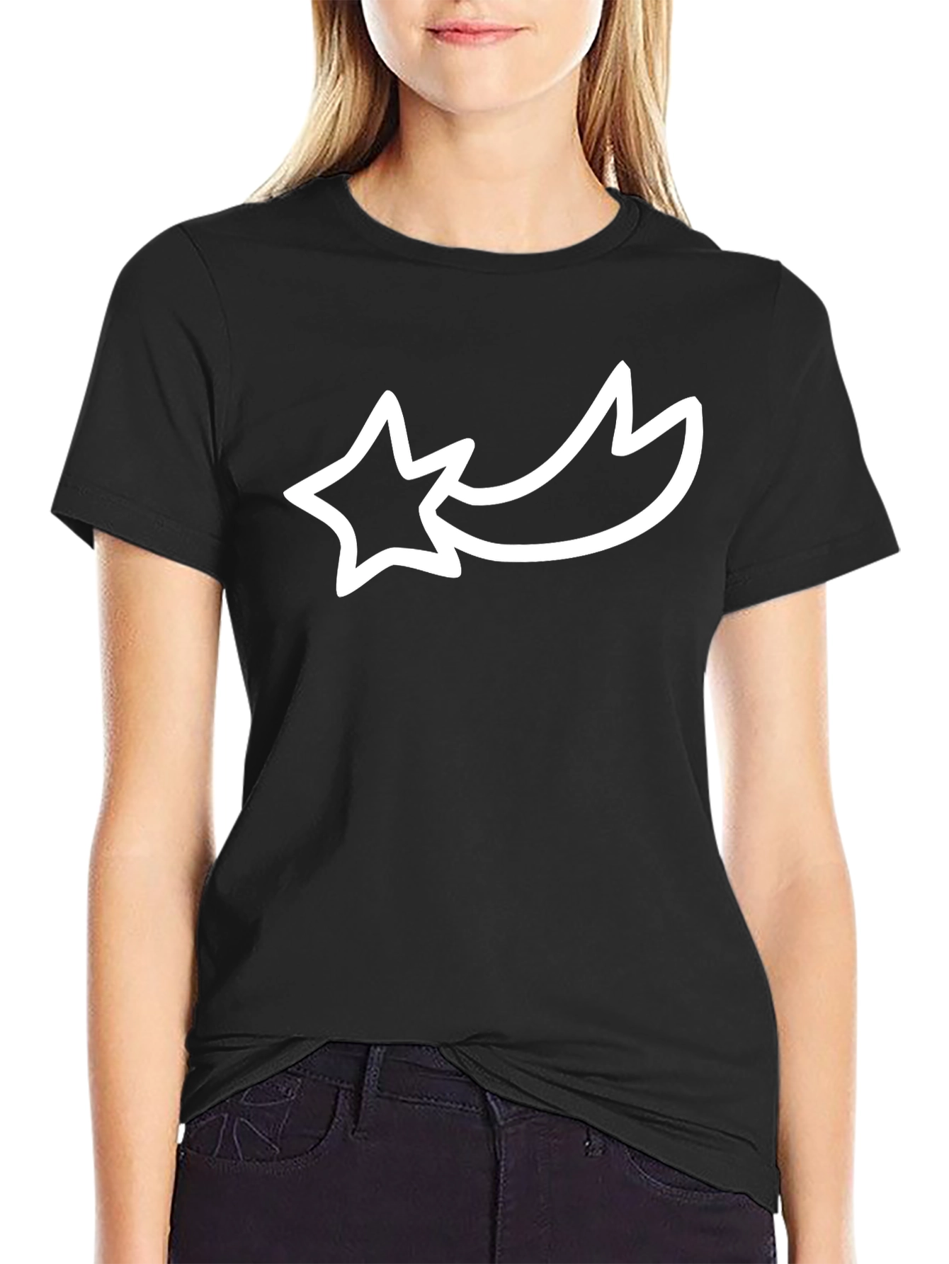 Stylish Black Tee with Shooting Star Graphic