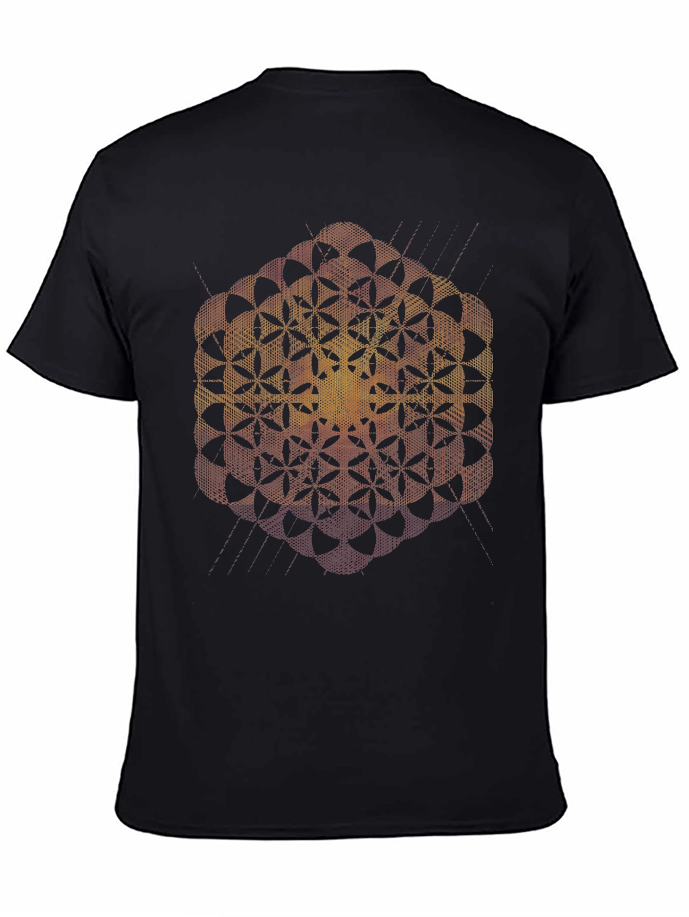 Geometric Flower of Life Black T-Shirt