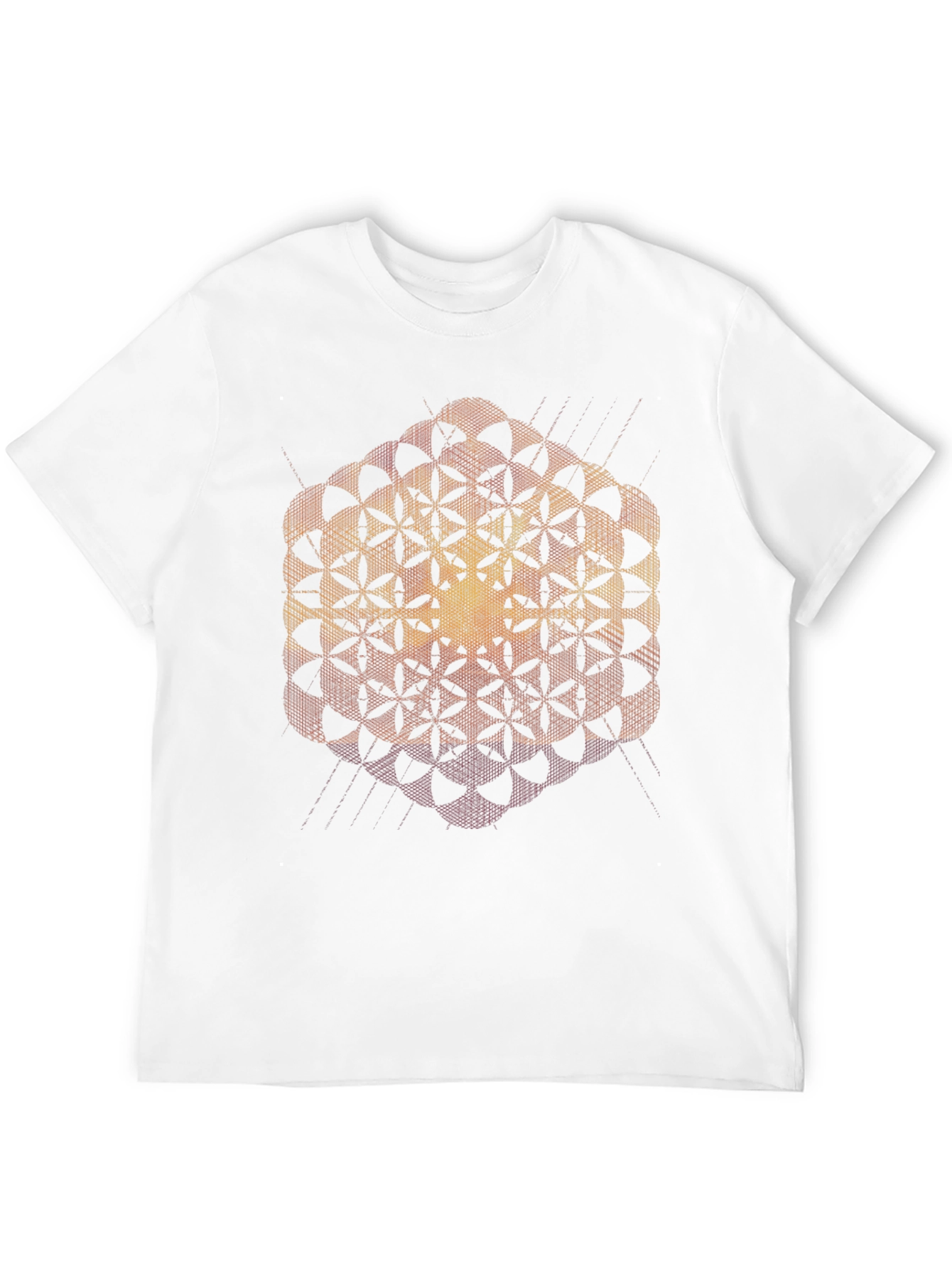 Geometric Flower of Life Black T-Shirt