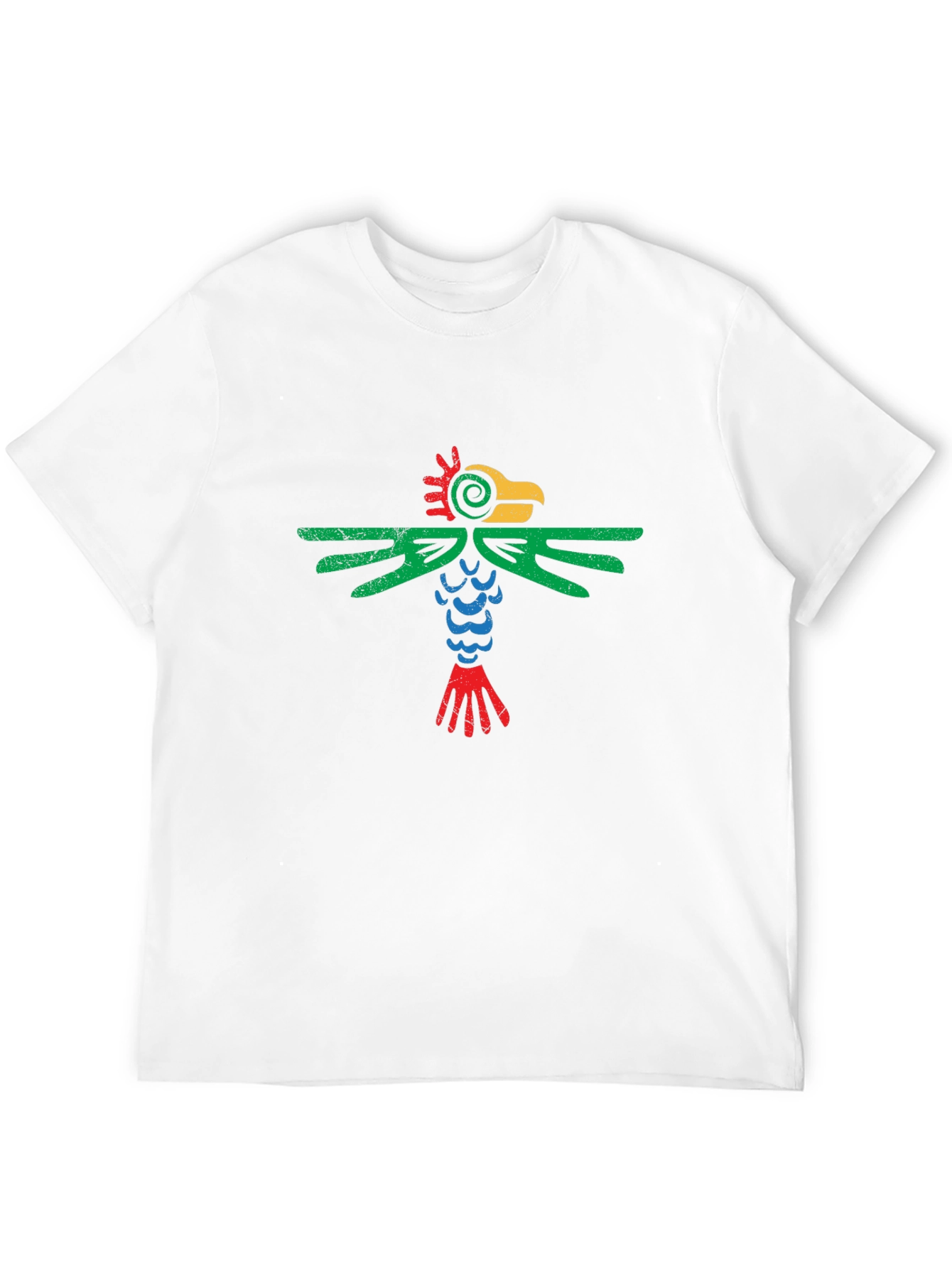 Aztec Bird Graphic Tee - Black Cotton T-Shirt