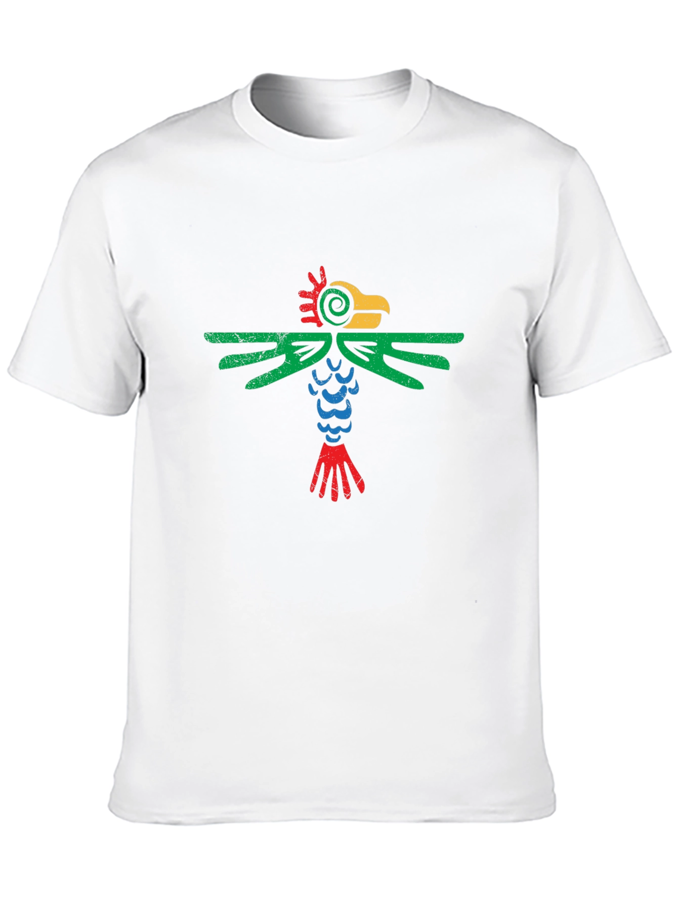 Aztec Bird Graphic Tee - Black Cotton T-Shirt