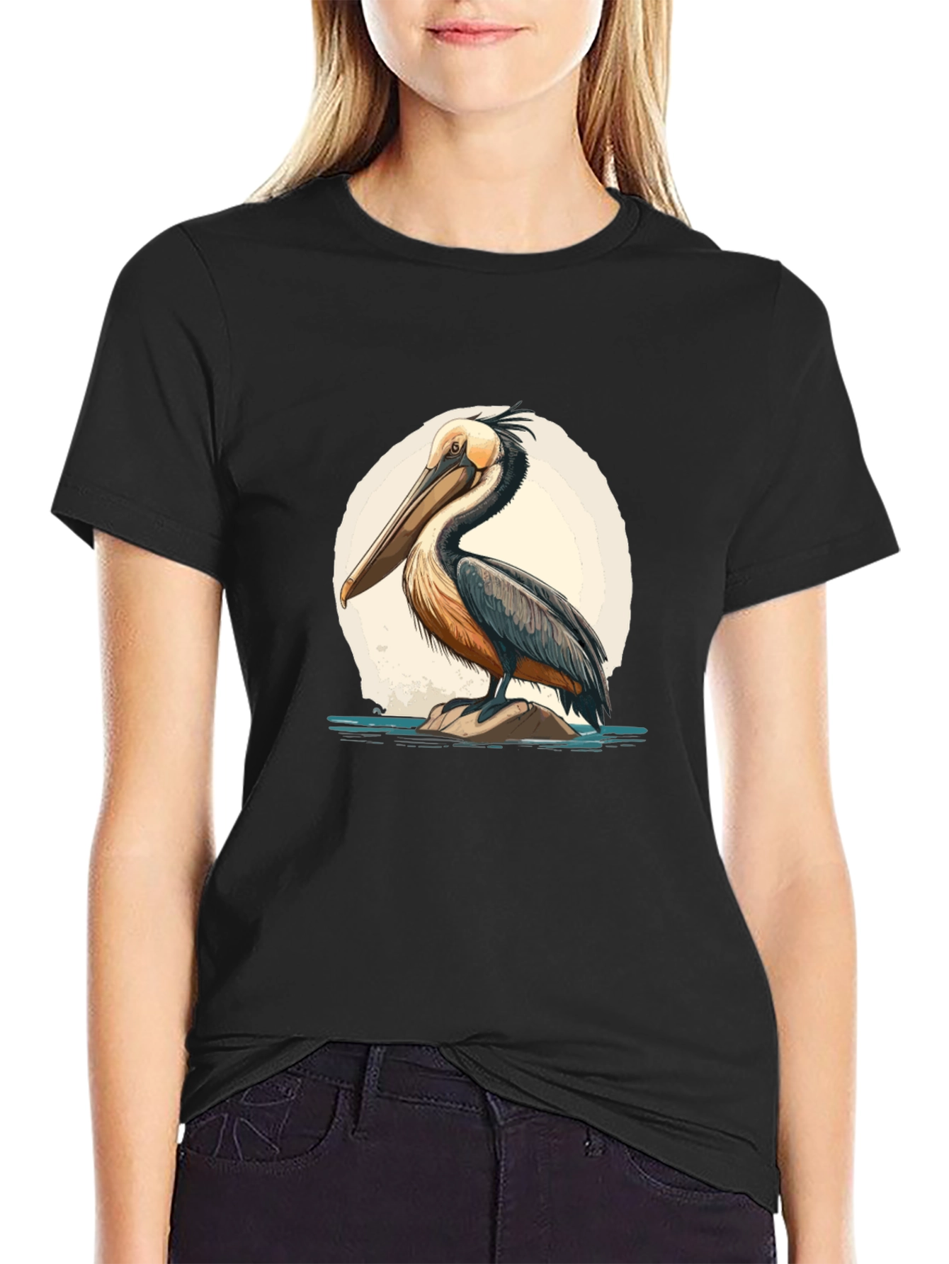 Pelican Graphic Tee - Black Cotton Blend Casual Wear