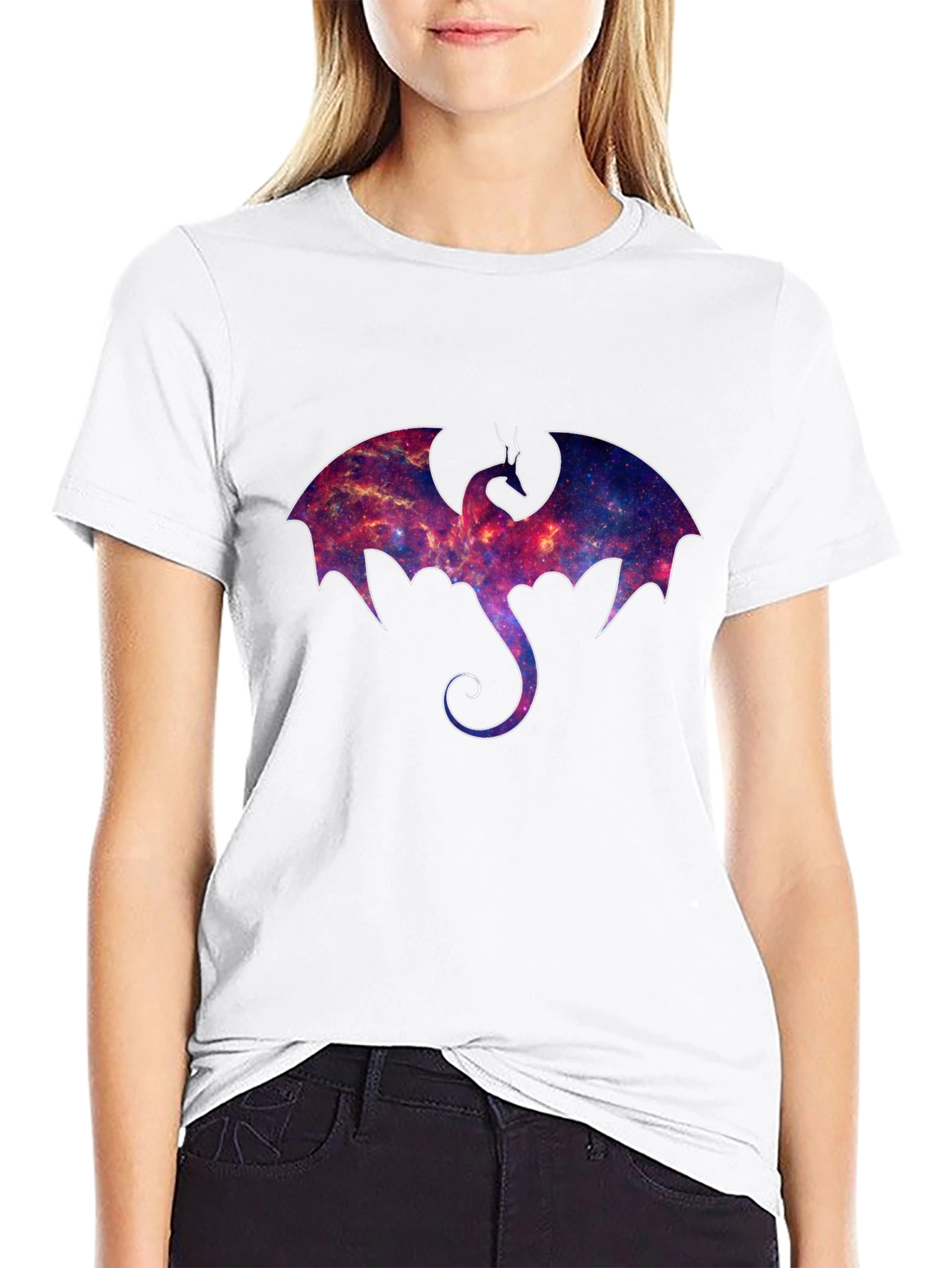 Galaxy Dragon Graphic Black T-Shirt