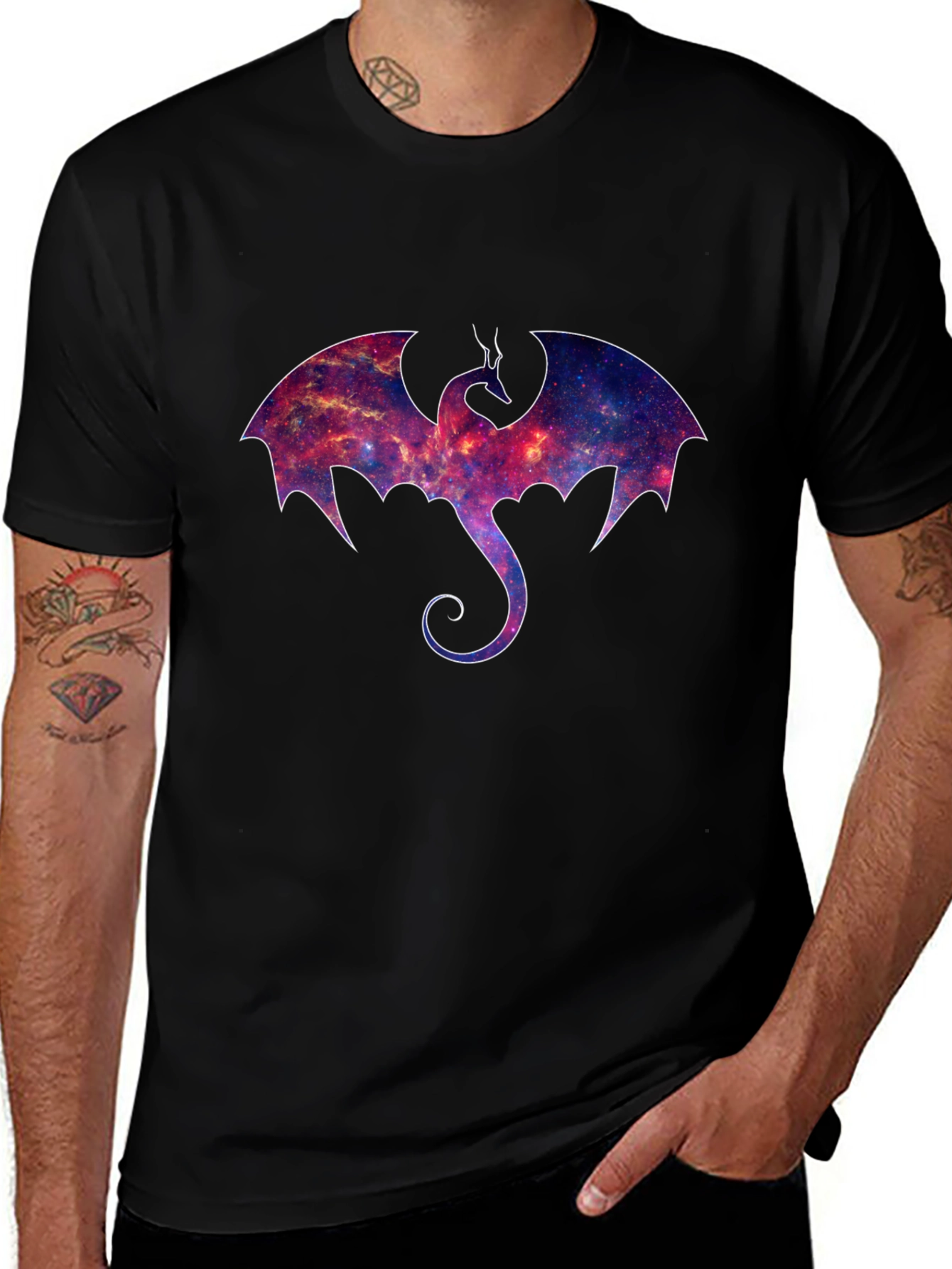 Galaxy Dragon Graphic Black T-Shirt