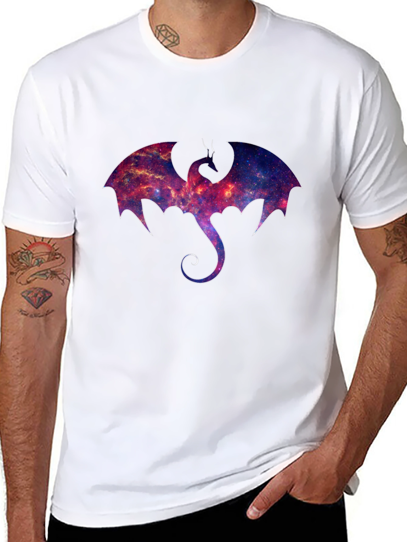 Galaxy Dragon Graphic Black T-Shirt