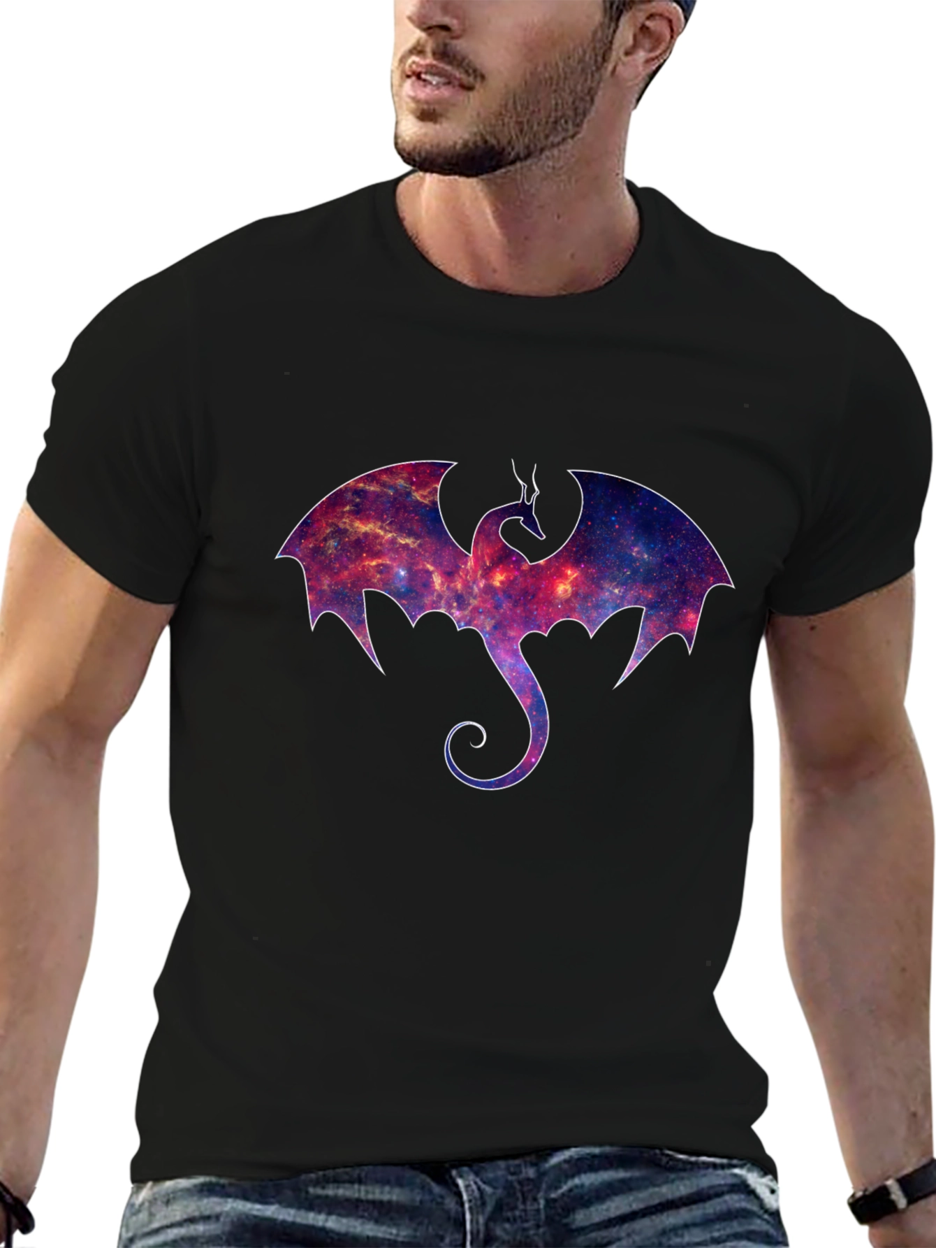 Galaxy Dragon Graphic Black T-Shirt